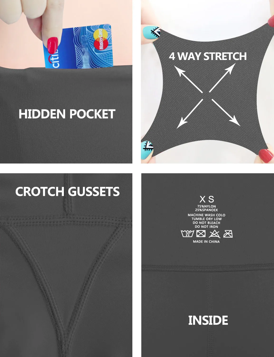 29" 31" 33" 35" Bootcut Leggings with Pockets shadowcharcoal_Biking