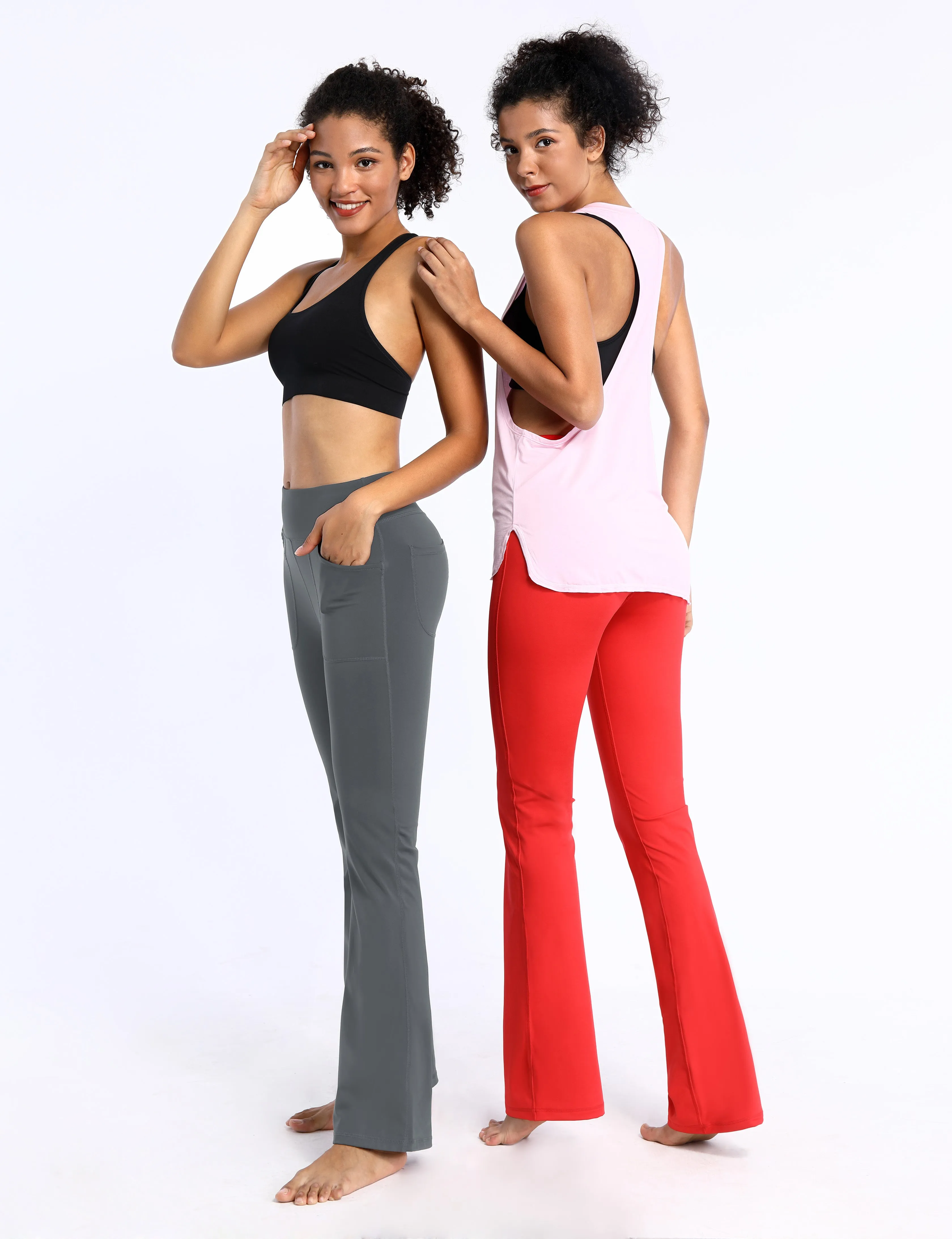29" 31" 33" 35" Bootcut Leggings with Pockets shadowcharcoal_Biking