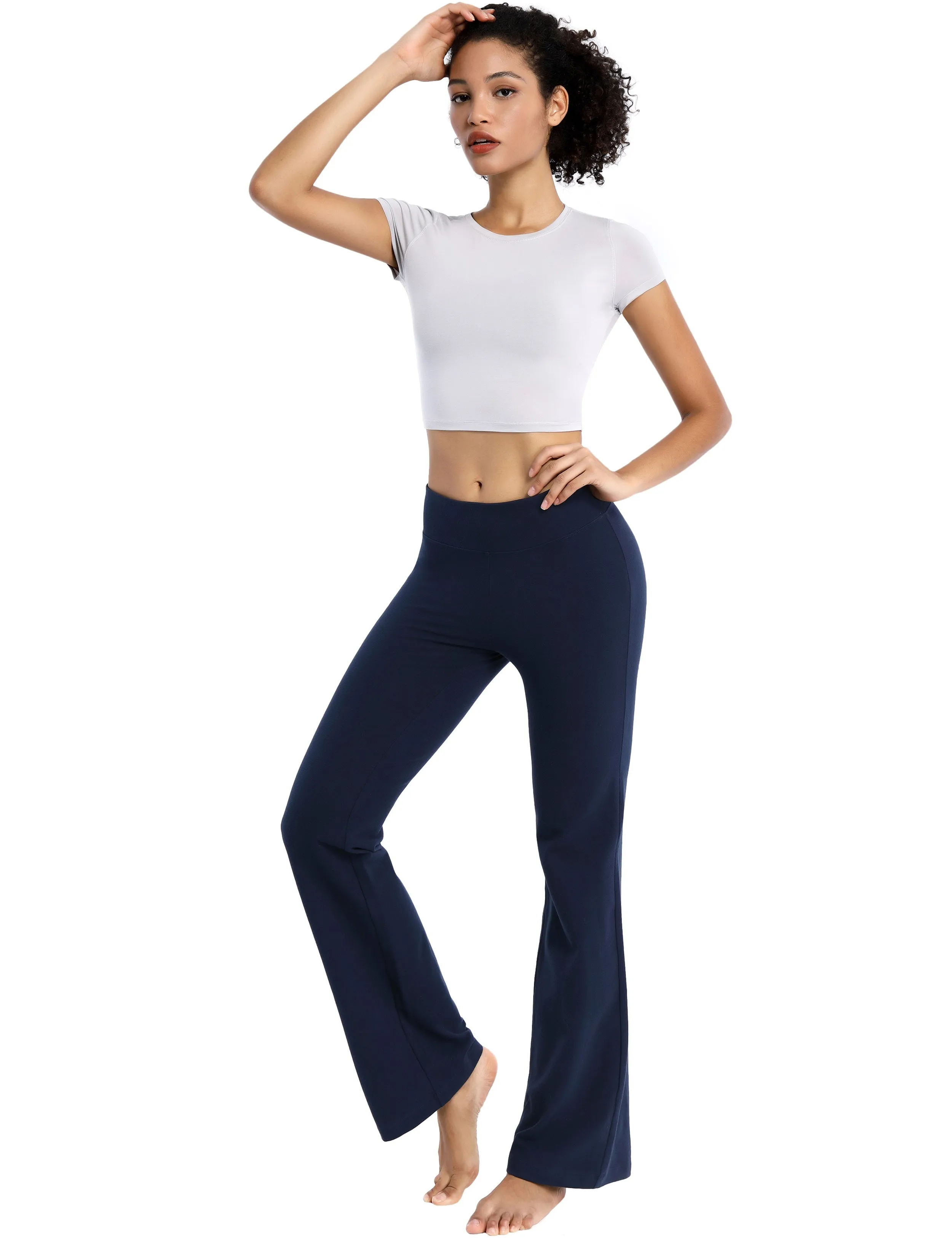 29" 31" 33" 35" Cotton Bootcut Leggings darknavy ins_yogastudio