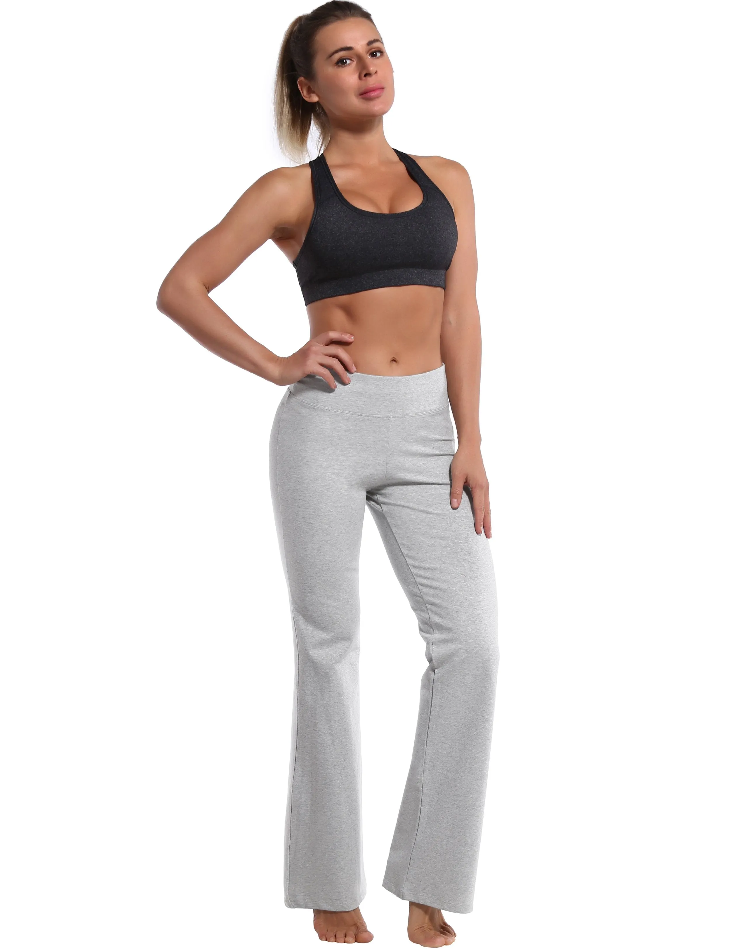 29" 31" 33" 35" Cotton Bootcut Leggings heathergray ins_Gym