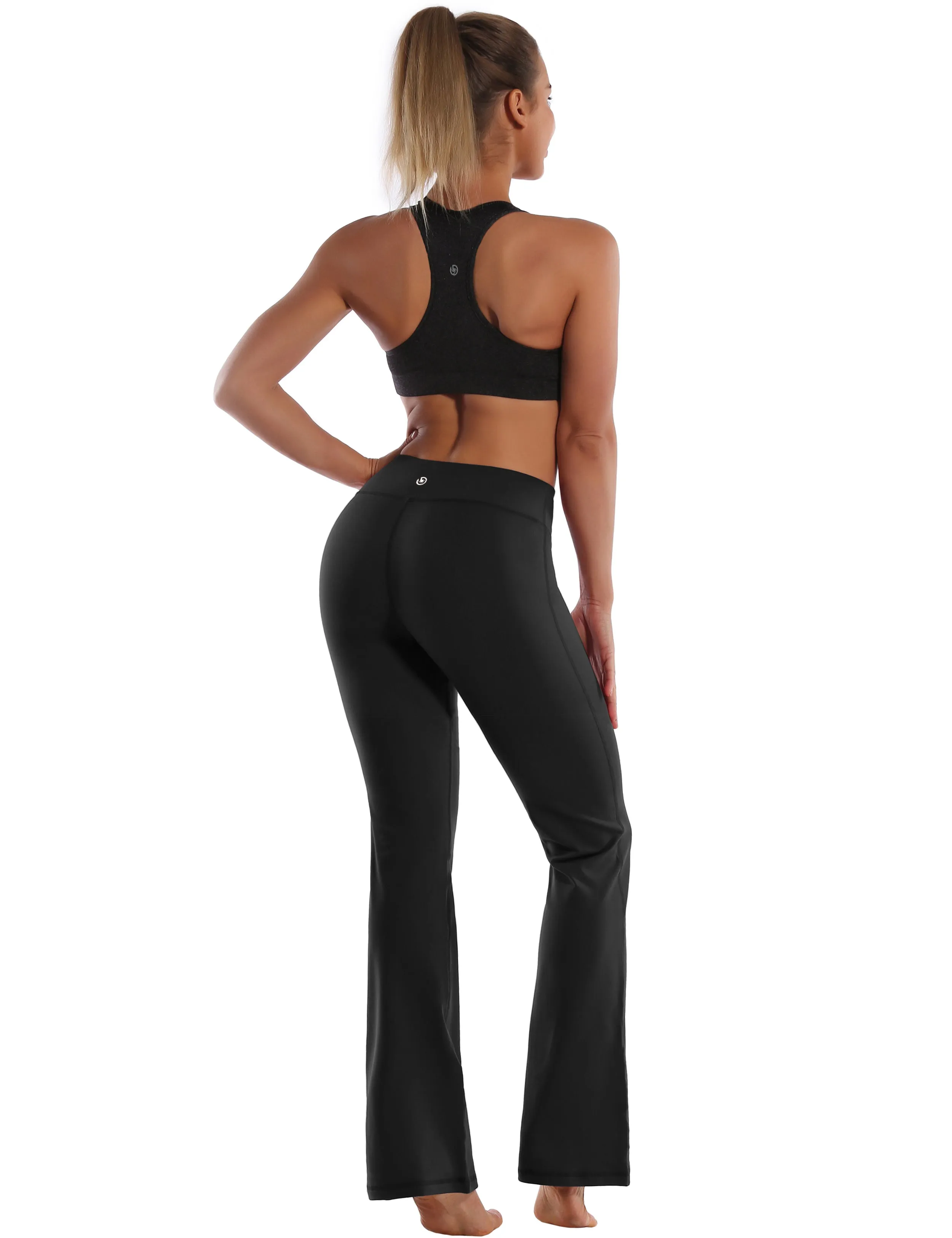 29" 31" 33" 35" Cotton Nylon Bootcut Leggings Black_Biking