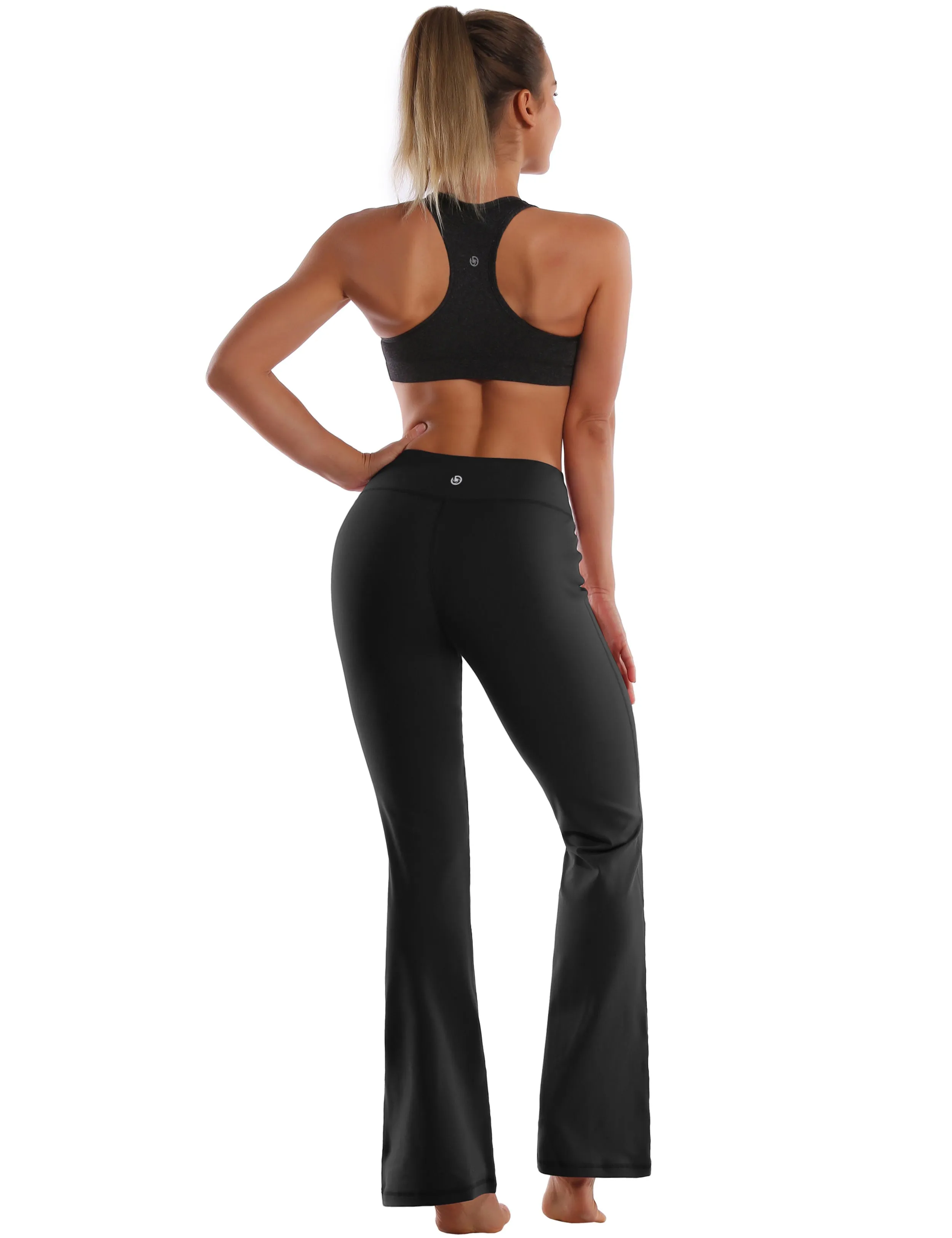 29" 31" 33" 35" Cotton Nylon Bootcut Leggings Black_Biking