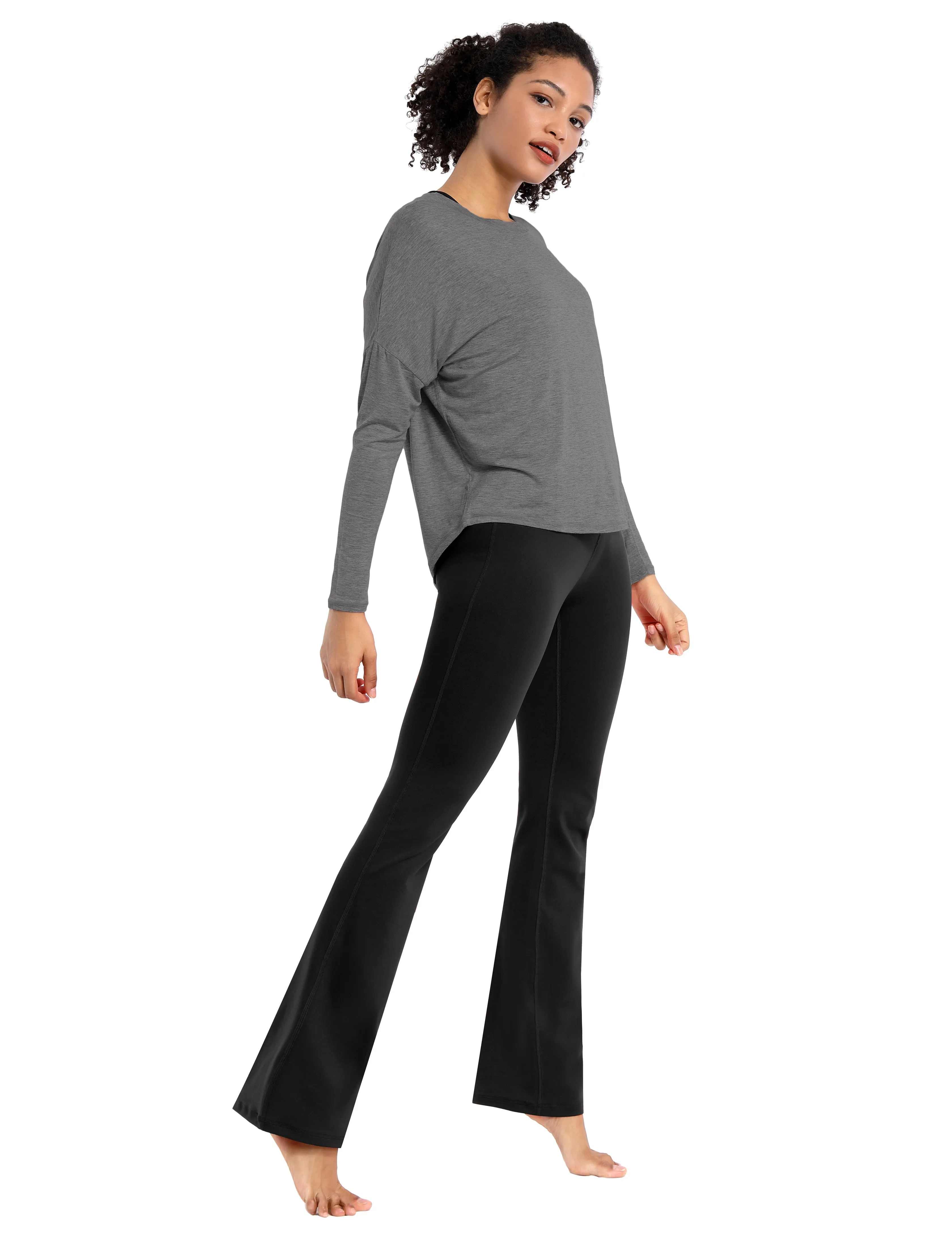 29" 31" 33" 35" Cotton Nylon Bootcut Leggings Black_Jogging