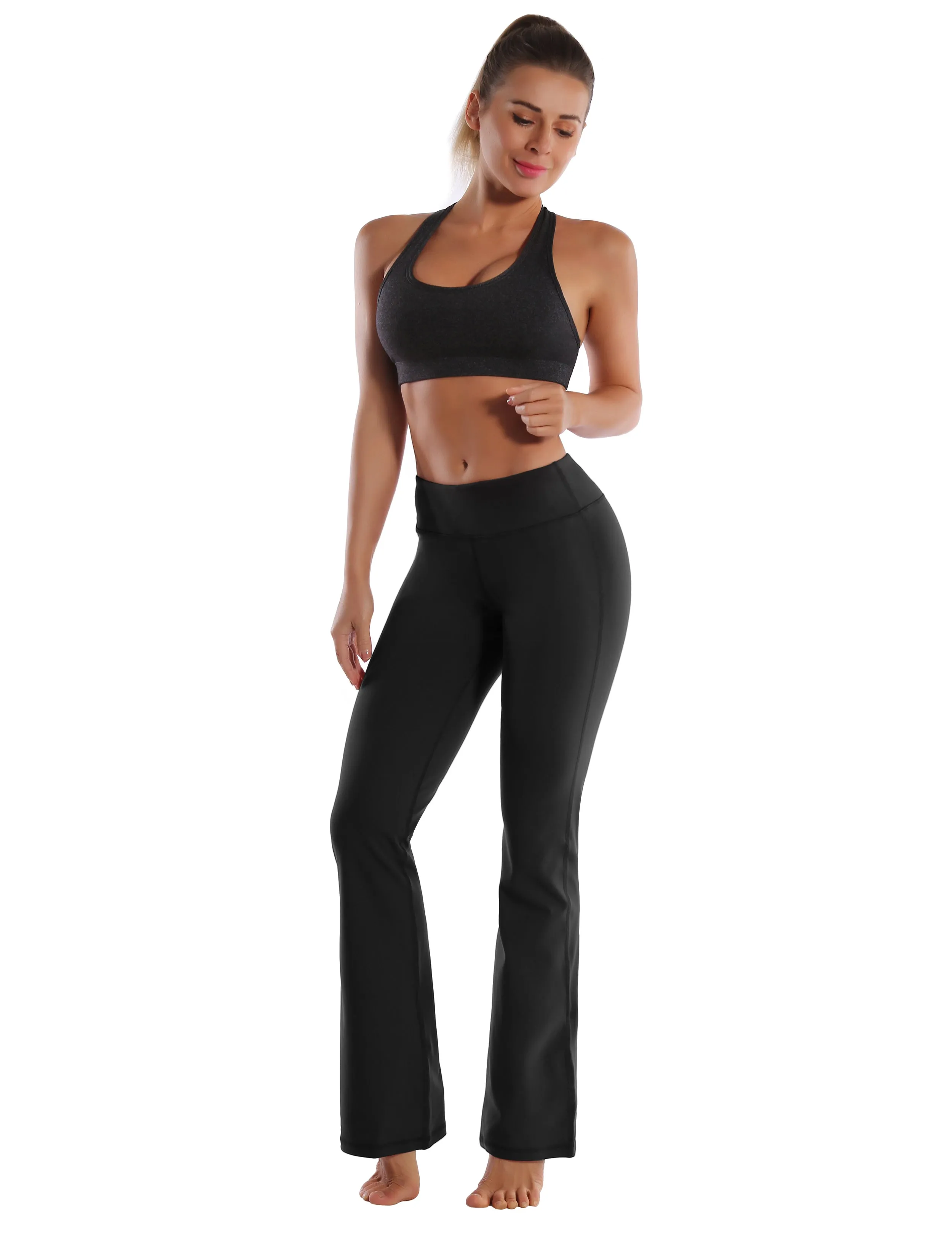 29" 31" 33" 35" Cotton Nylon Bootcut Leggings Black_Jogging