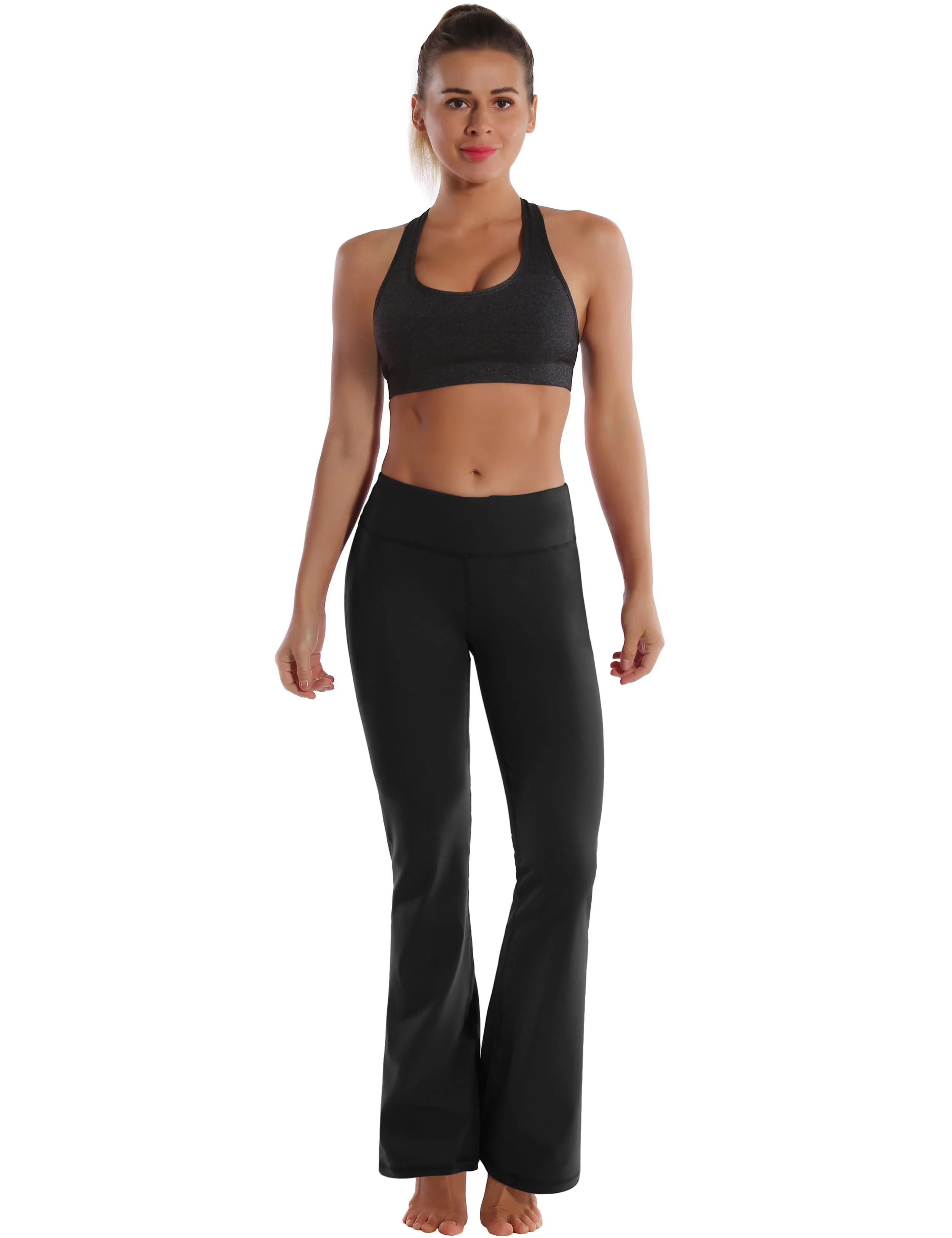 29" 31" 33" 35" Cotton Nylon Bootcut Leggings Black_Jogging