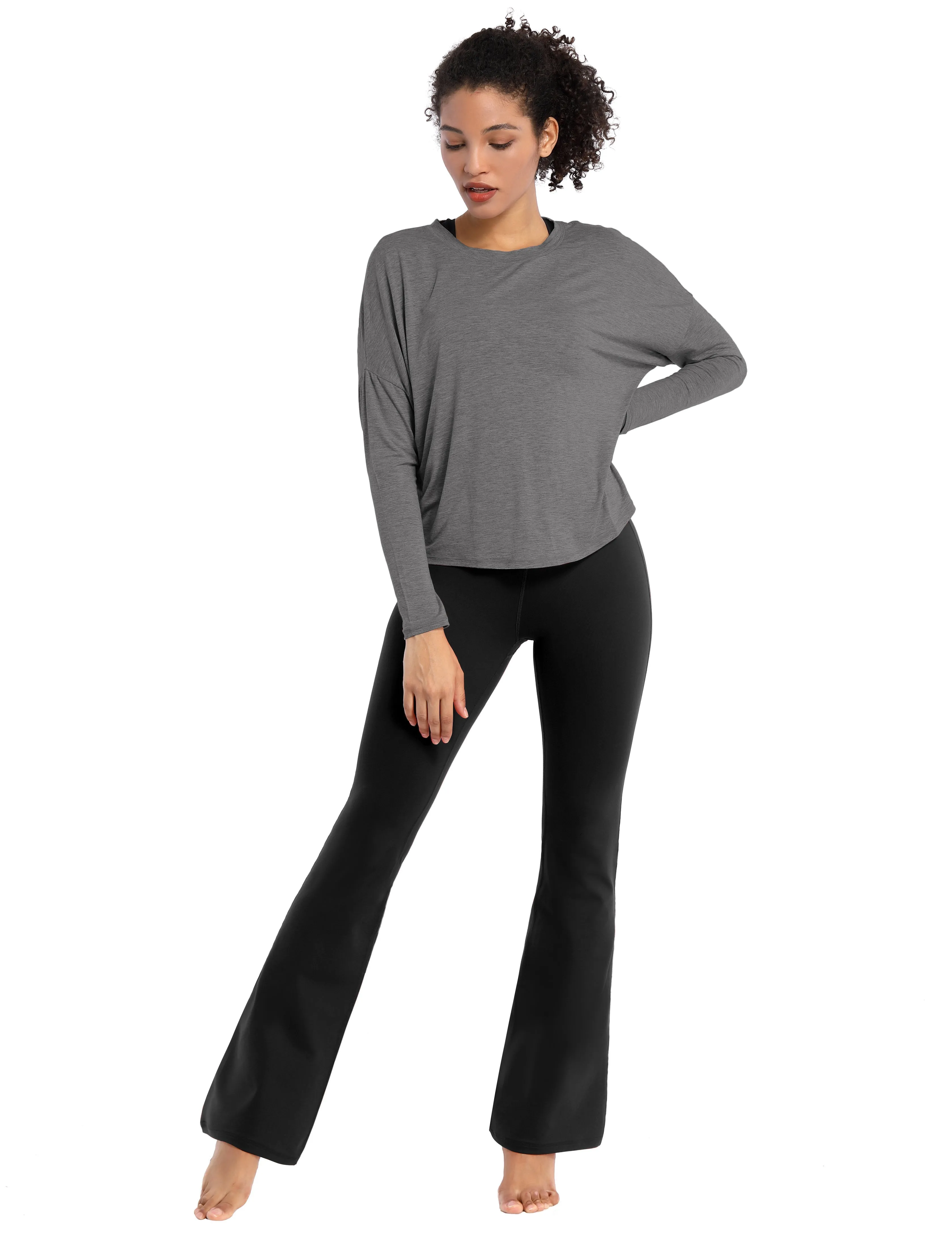 29" 31" 33" 35" Cotton Nylon Bootcut Leggings Black_Jogging