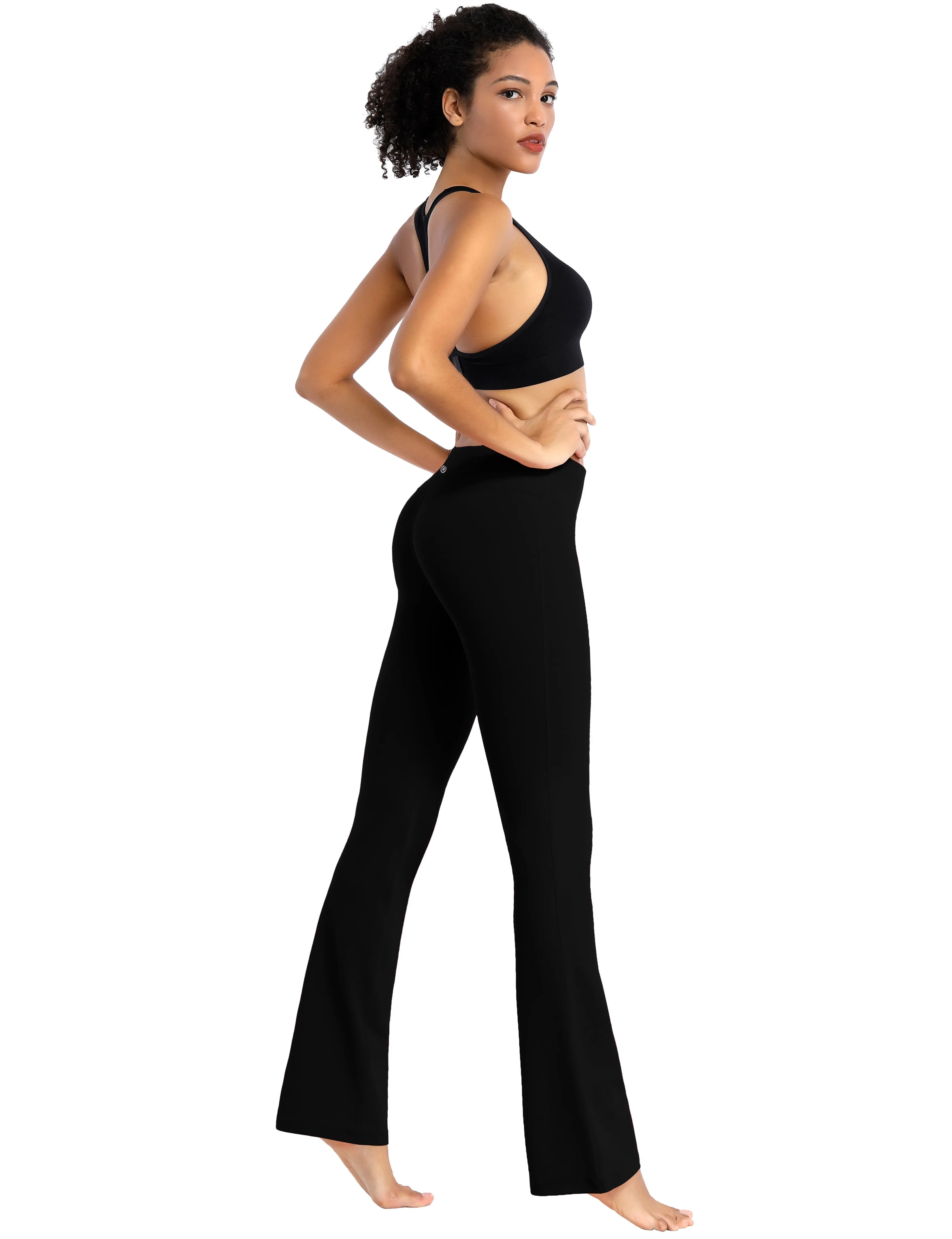29" 31" 33" 35" Cotton Nylon Bootcut Leggings Black_Jogging