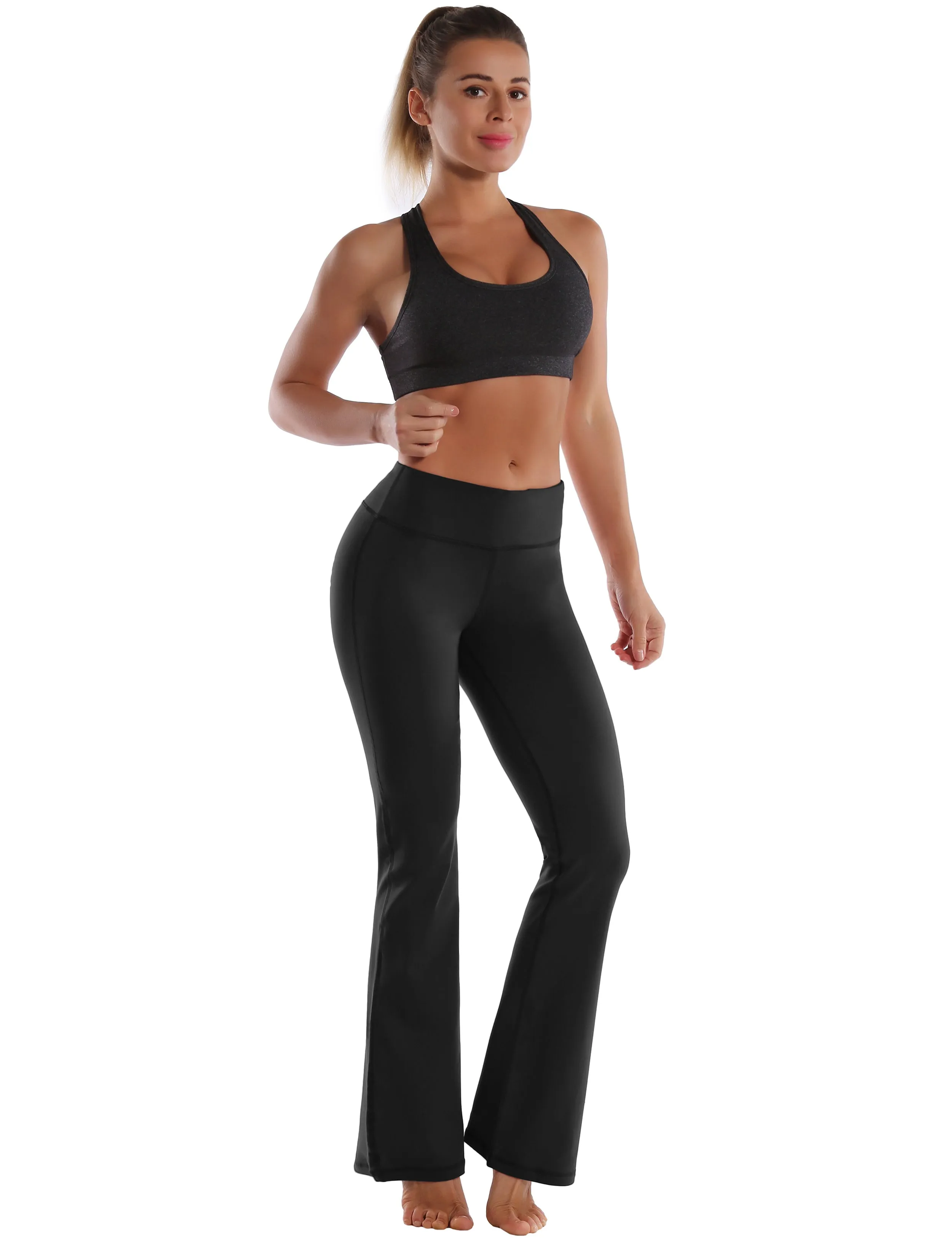 29" 31" 33" 35" Cotton Nylon Bootcut Leggings Black_Jogging