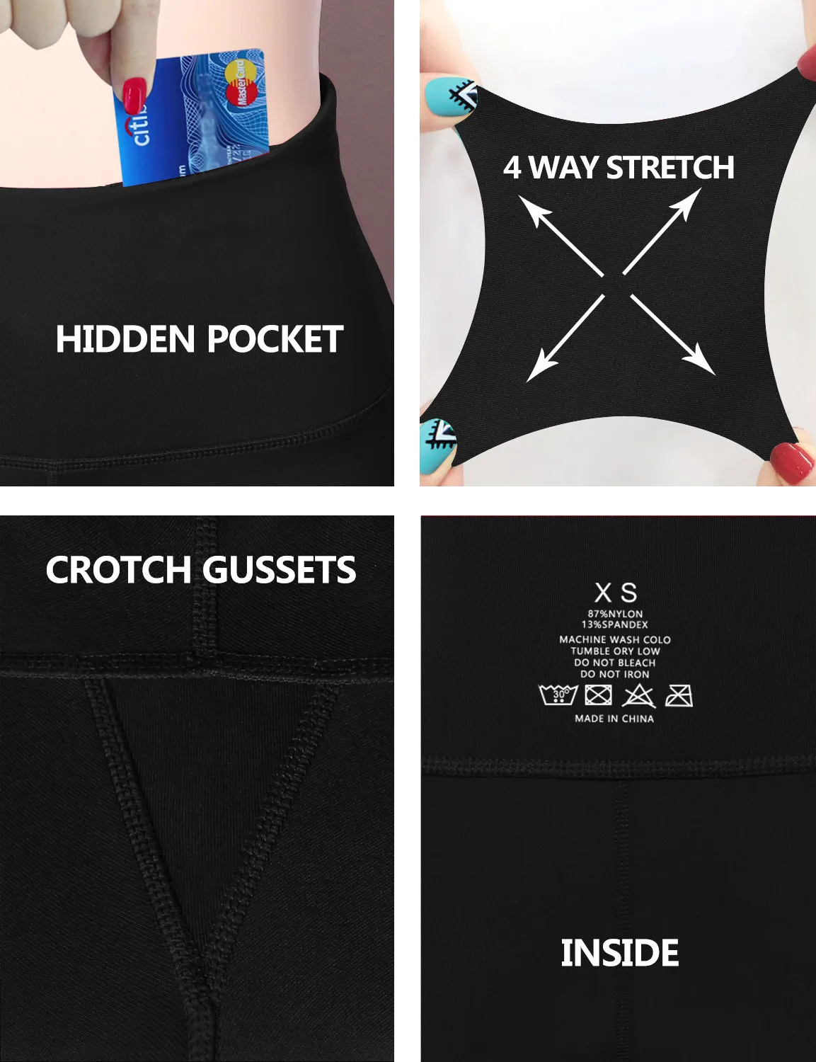 29" 31" 33" 35" Cotton Nylon Bootcut Leggings Black_Jogging