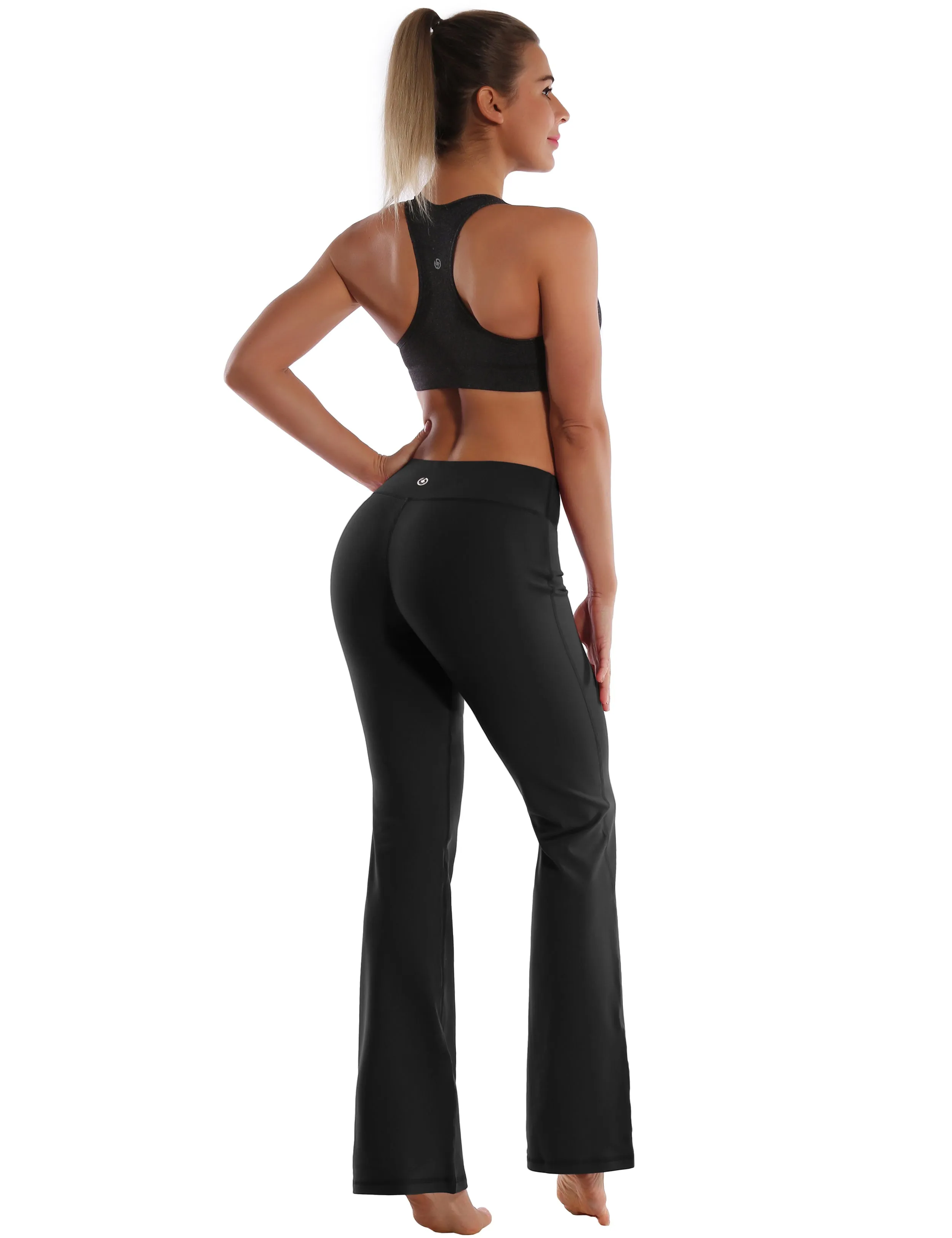 29" 31" 33" 35" Cotton Nylon Bootcut Leggings Black_Jogging