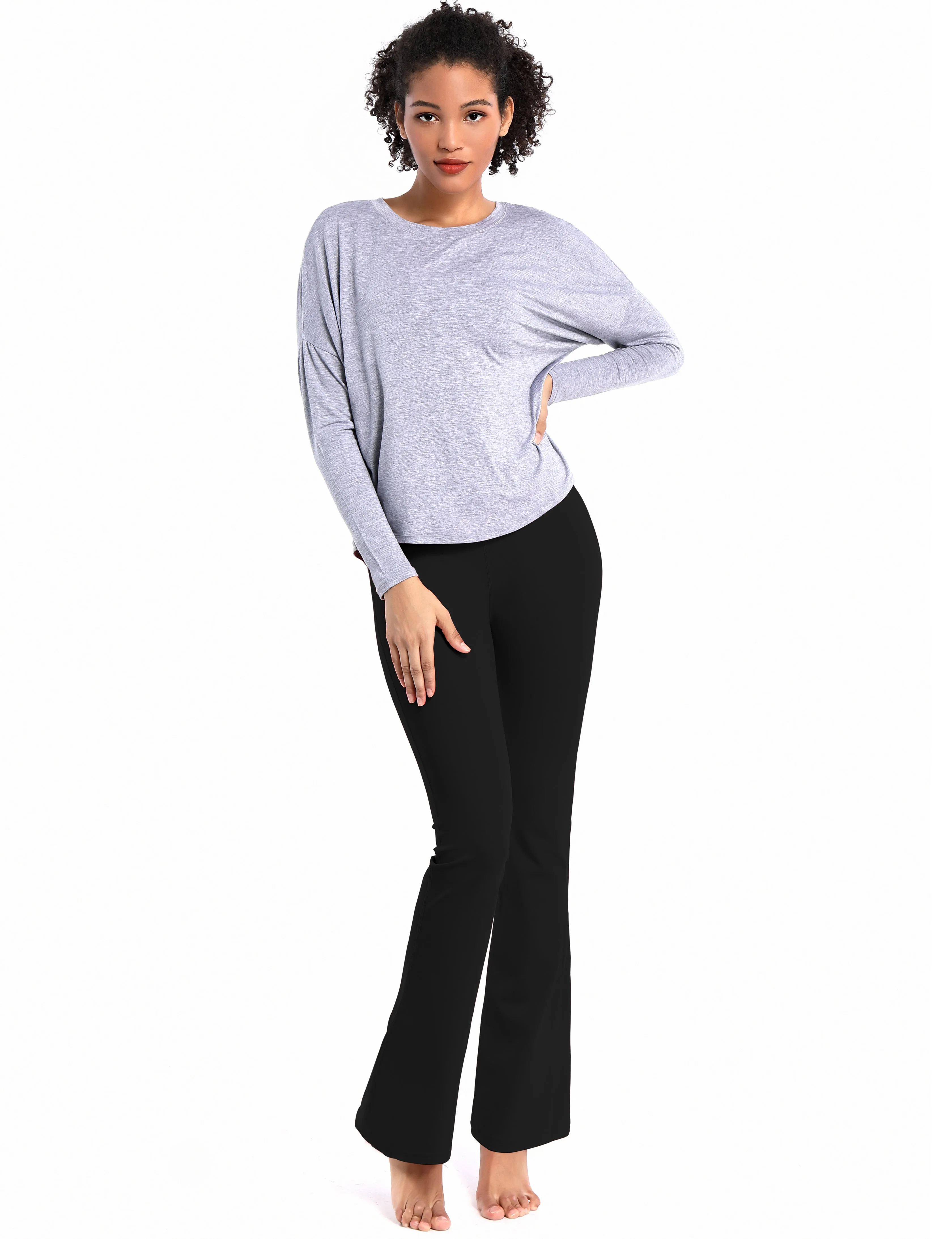 29" 31" 33" 35" Cotton Nylon Bootcut Leggings Black_Jogging