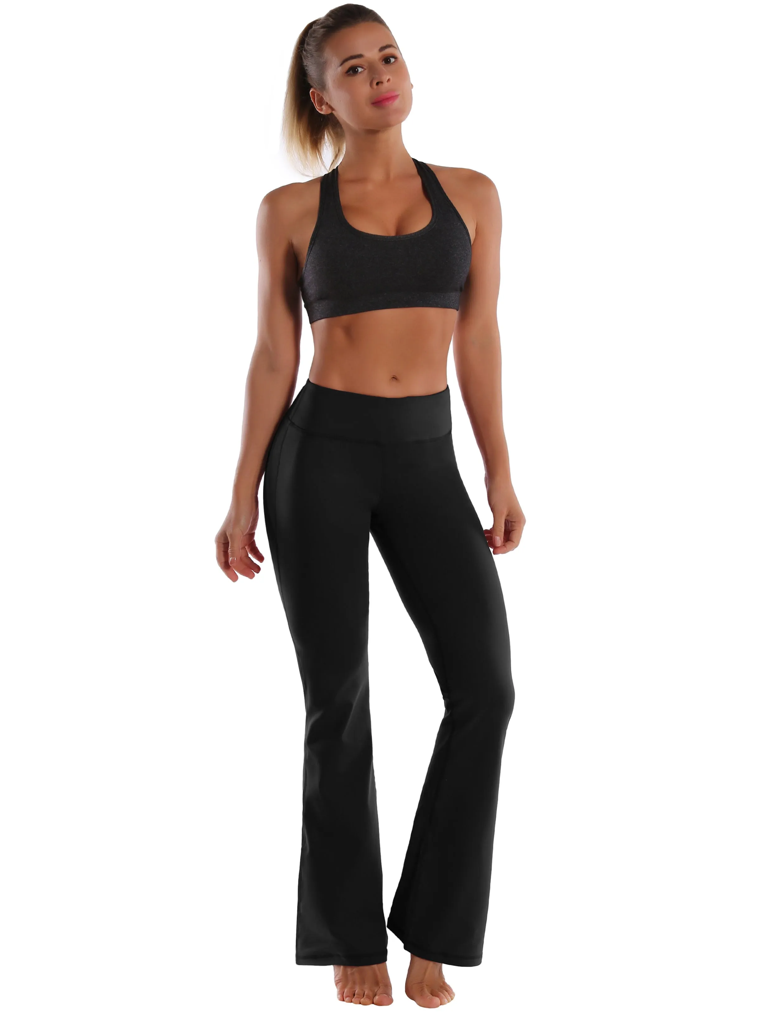 29" 31" 33" 35" Cotton Nylon Bootcut Leggings Black_Jogging