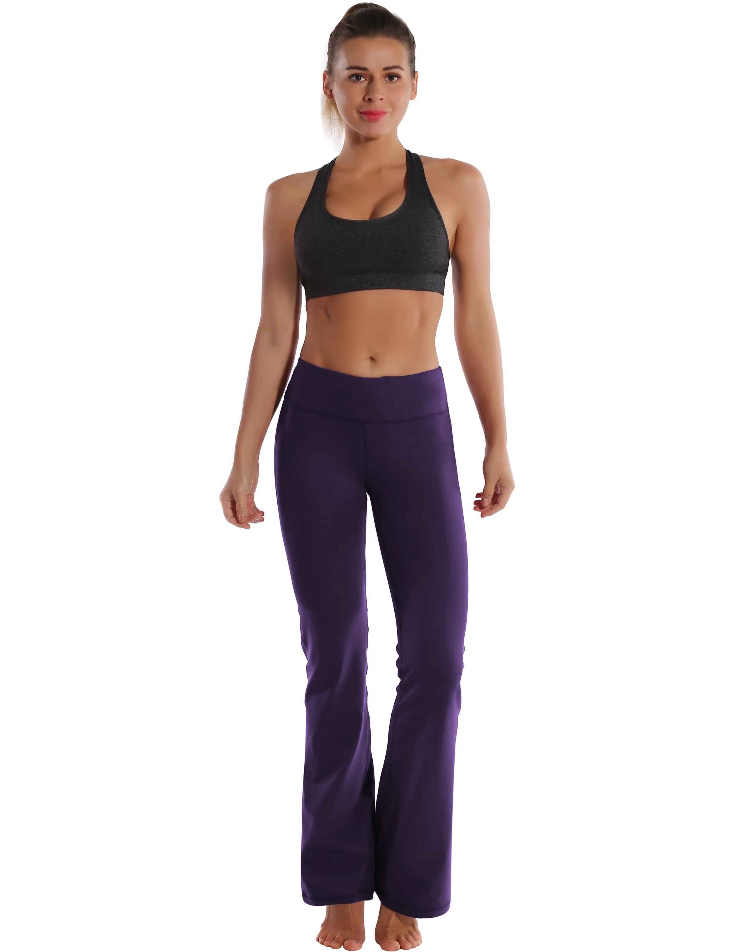 29" 31" 33" 35" Cotton Nylon Bootcut Leggings darkpurple_Plus Size