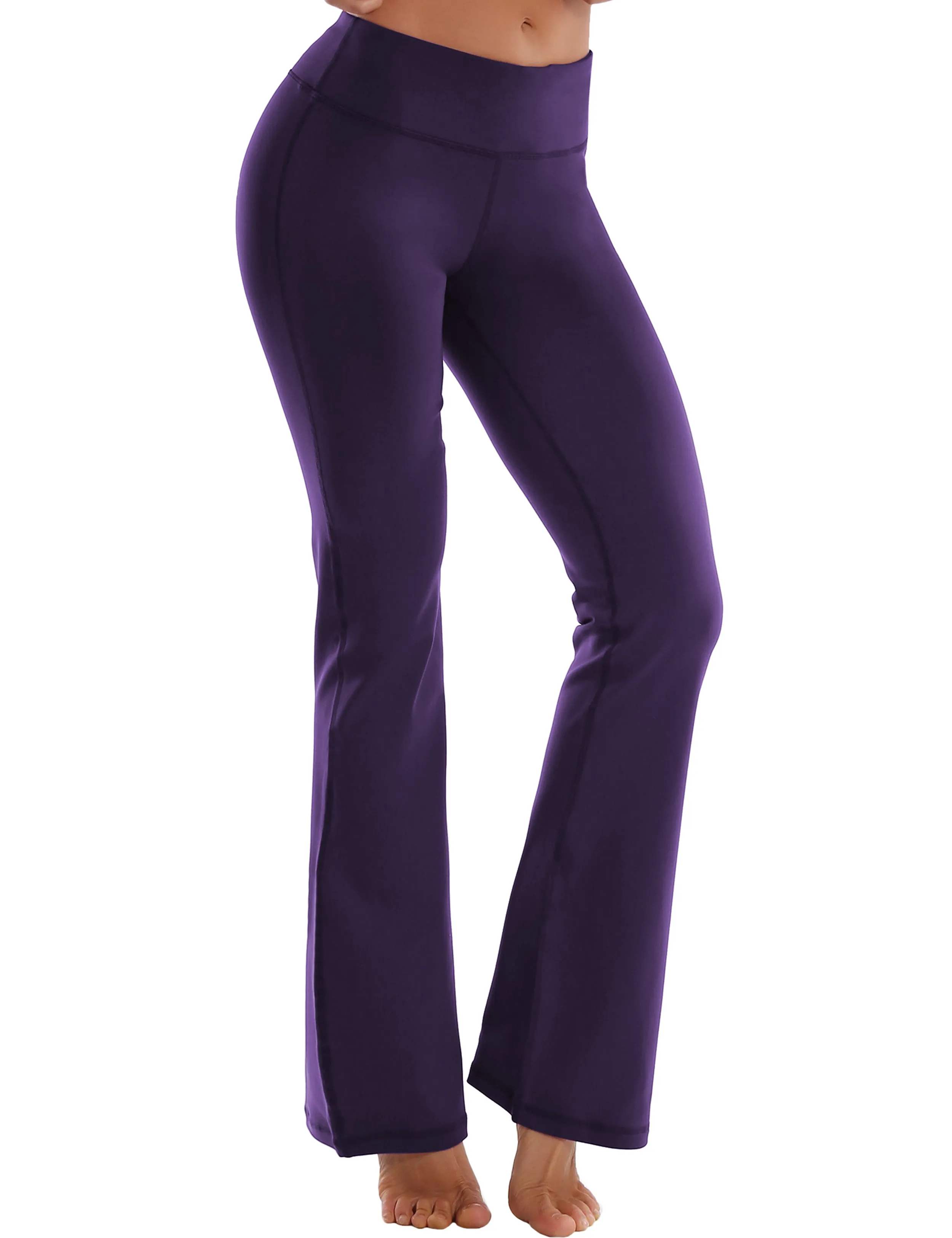 29" 31" 33" 35" Cotton Nylon Bootcut Leggings darkpurple_Plus Size