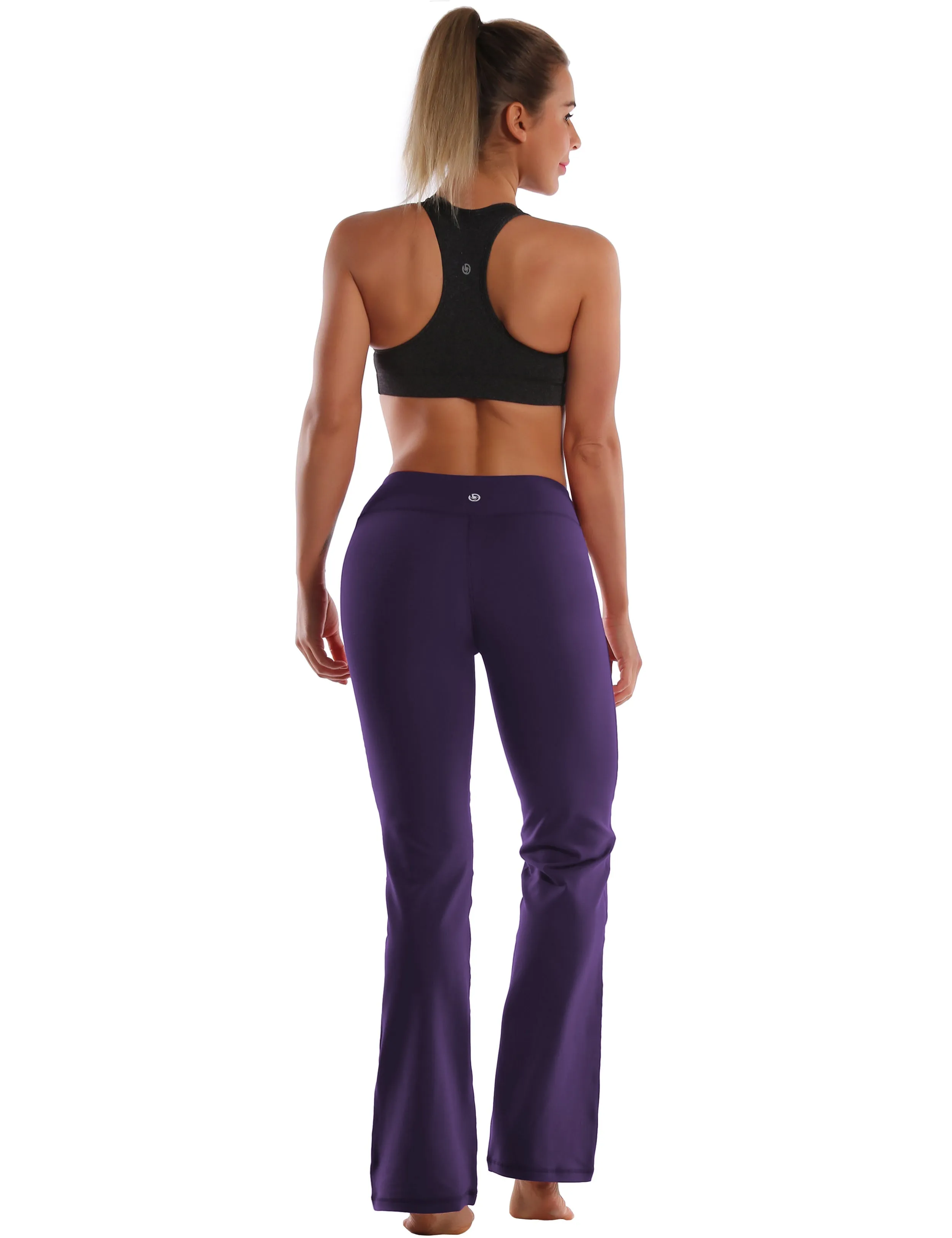 29" 31" 33" 35" Cotton Nylon Bootcut Leggings darkpurple_Plus Size