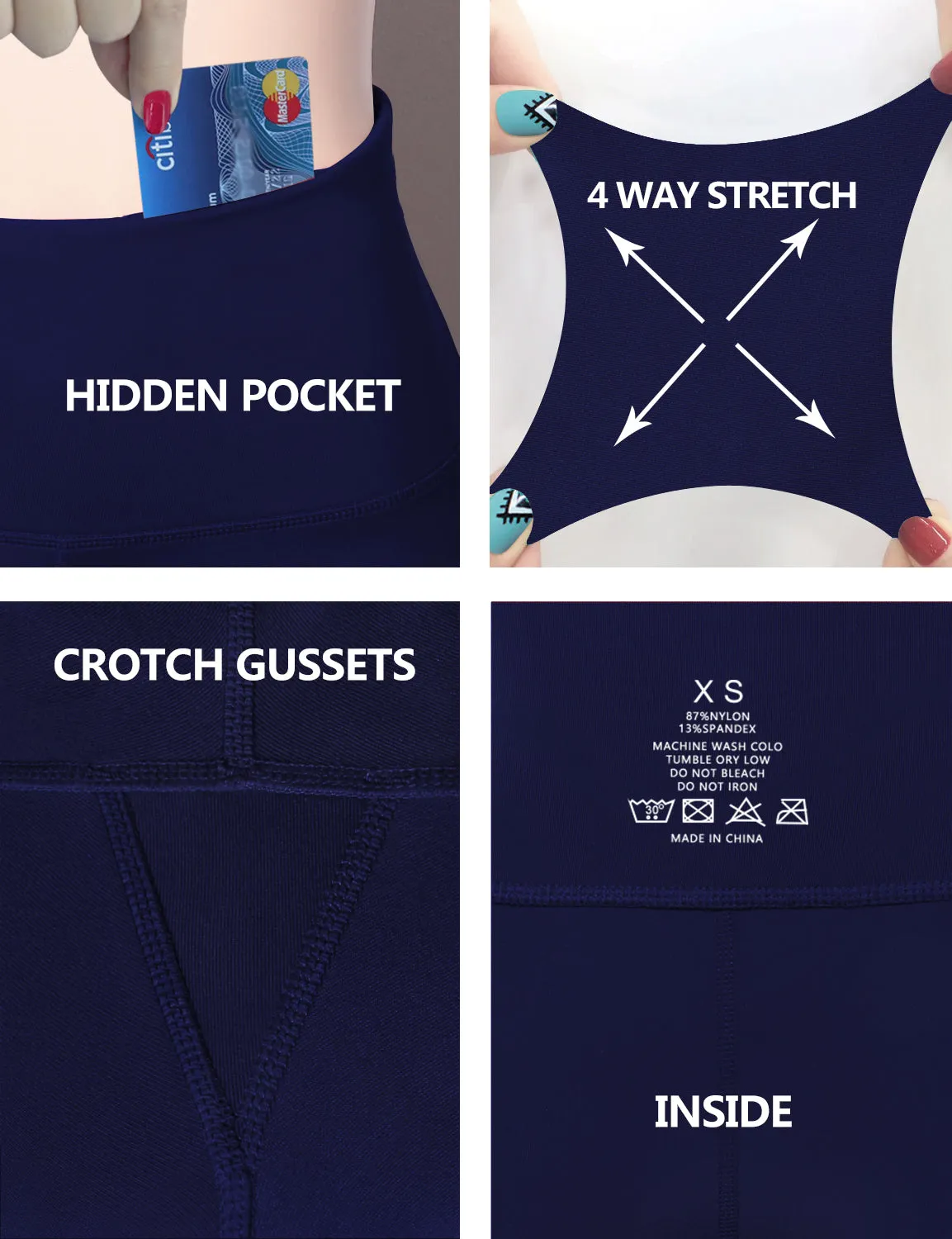 29" 31" 33" 35" Cotton Nylon Bootcut Leggings navy_Golf
