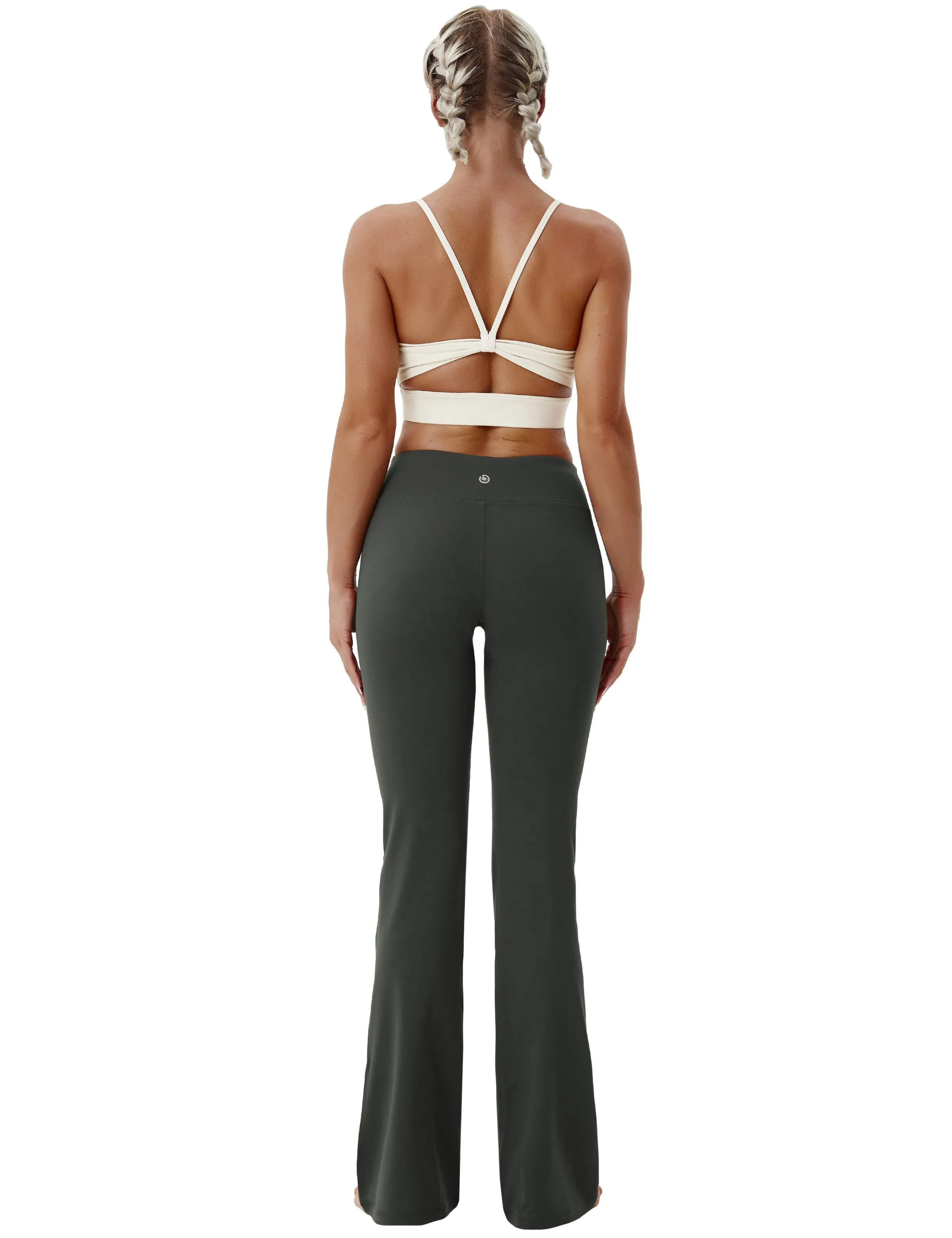 29" 31" 33" 35" Cotton Nylon Bootcut Leggings olivegray_Plus Size