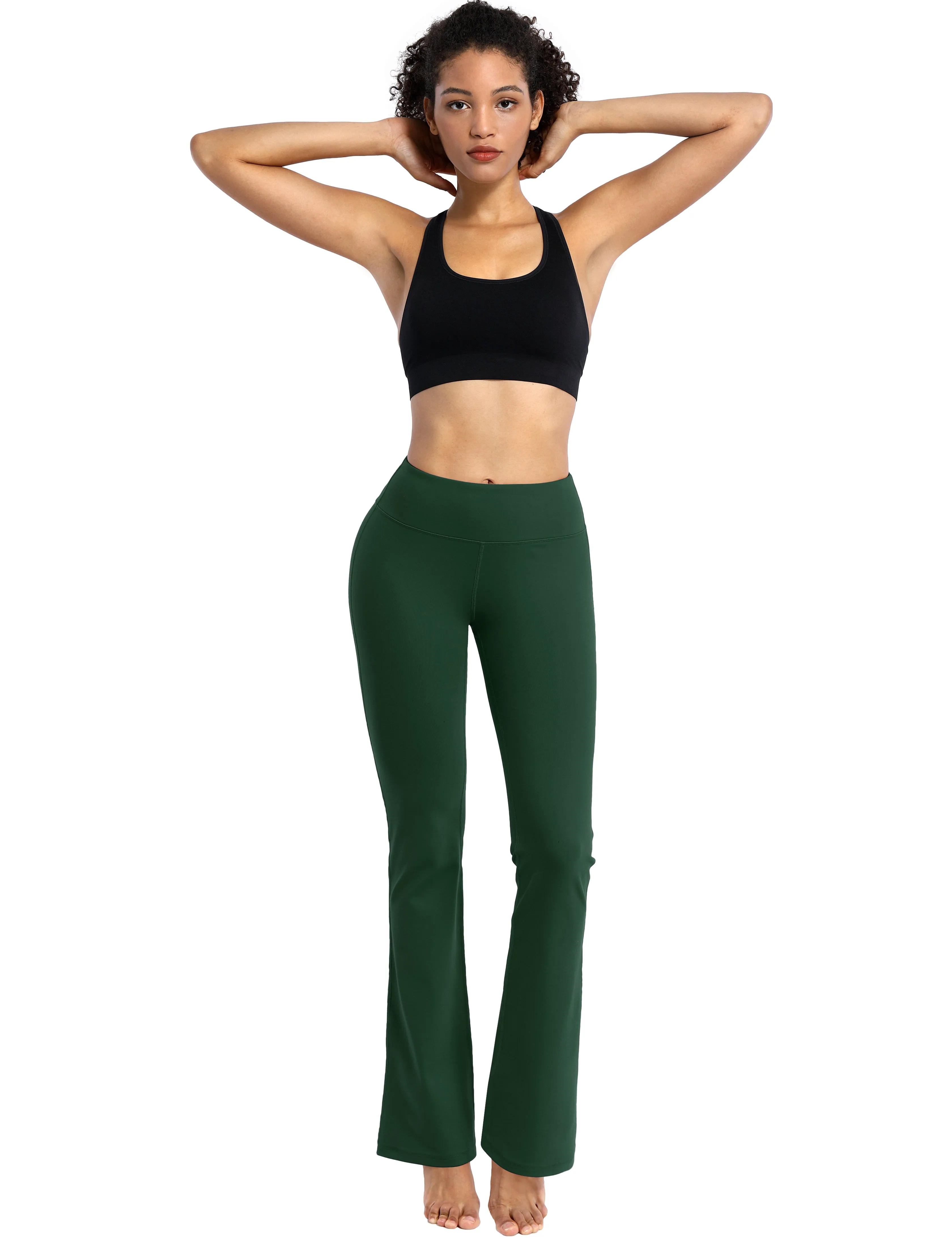 29" 31" 33" 35" Cotton Nylon Bootcut Leggings olivegreen_Pilates