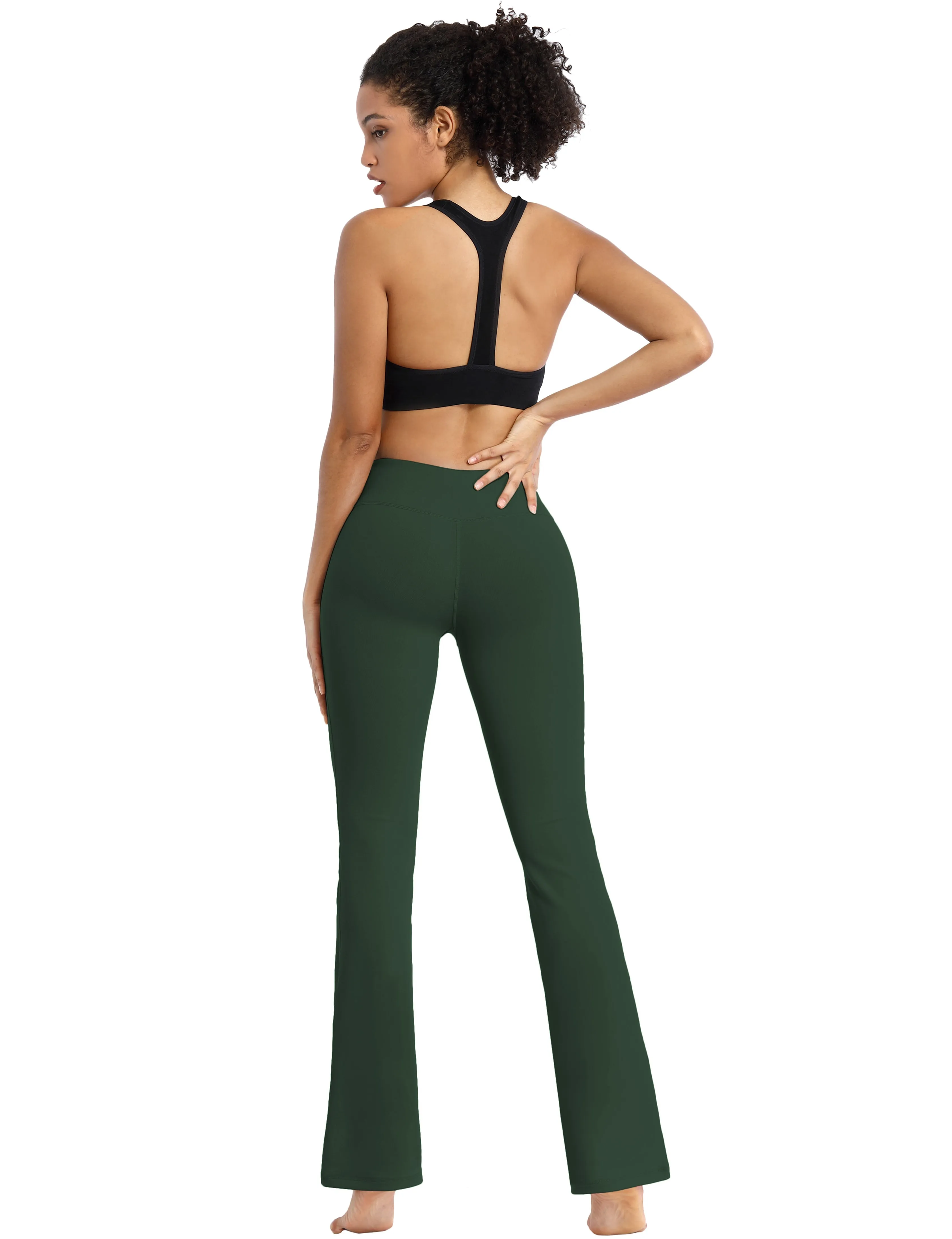 29" 31" 33" 35" Cotton Nylon Bootcut Leggings olivegreen_Pilates