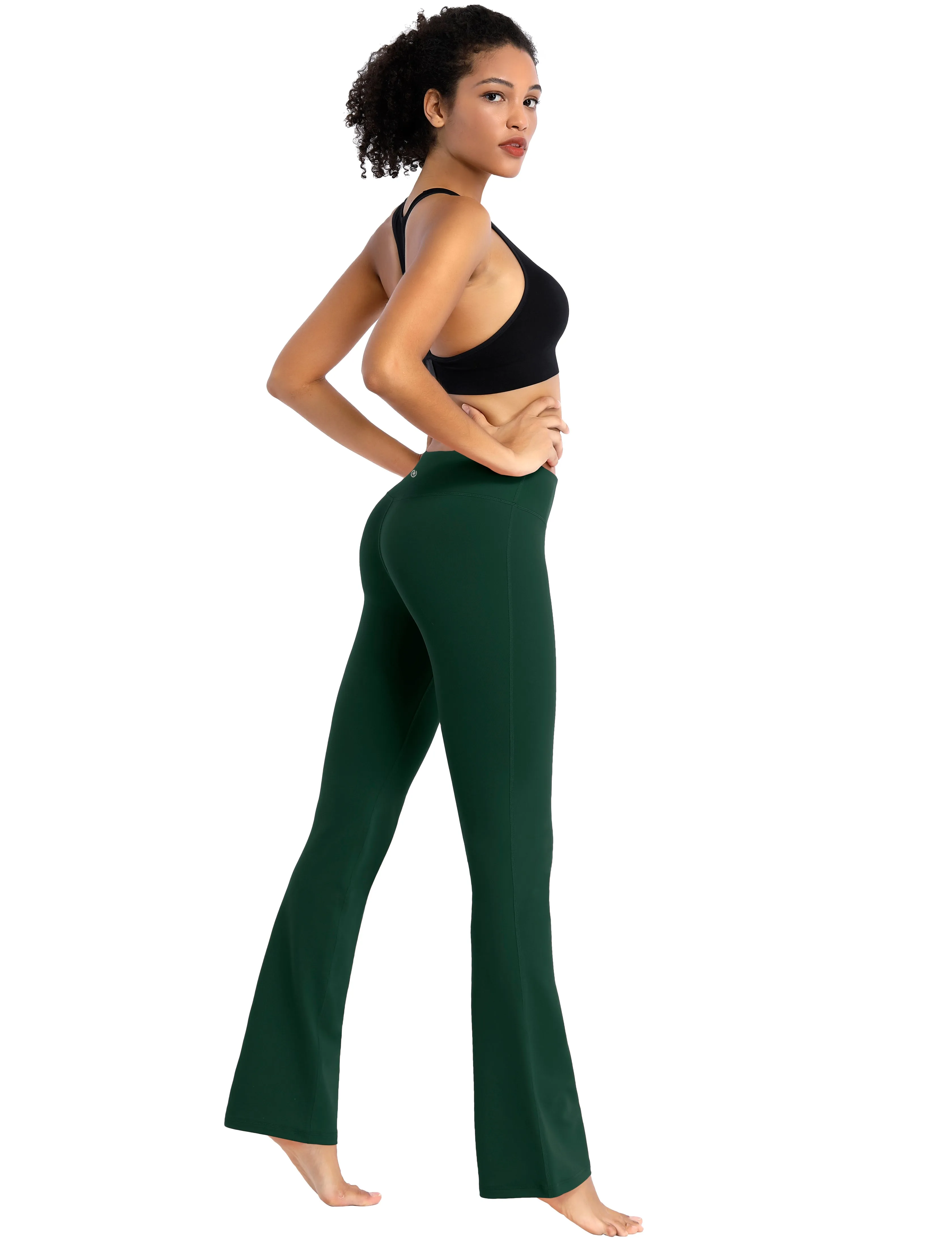 29" 31" 33" 35" Cotton Nylon Bootcut Leggings olivegreen_Pilates