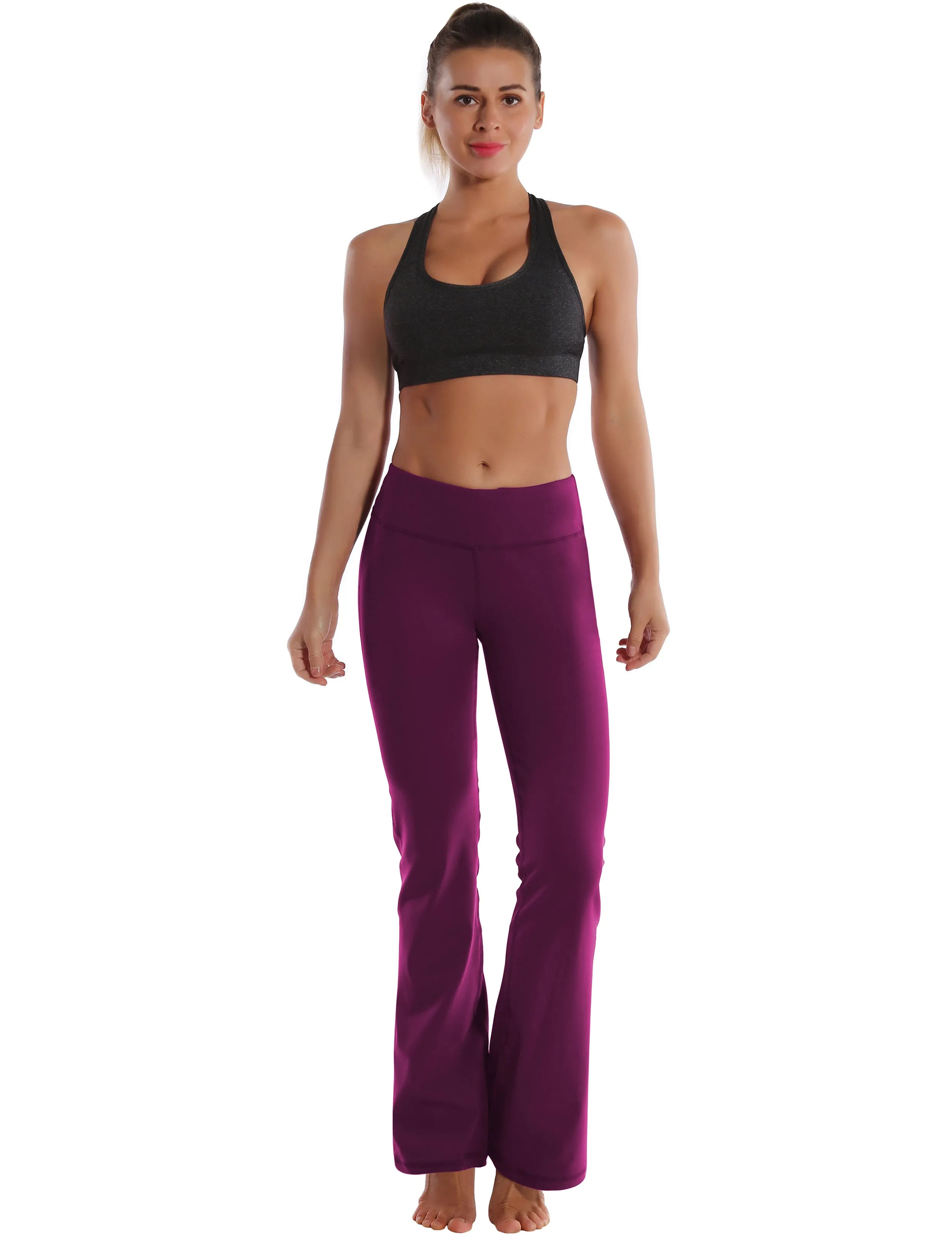 29" 31" 33" 35" Cotton Nylon Bootcut Leggings plum_Tall Size