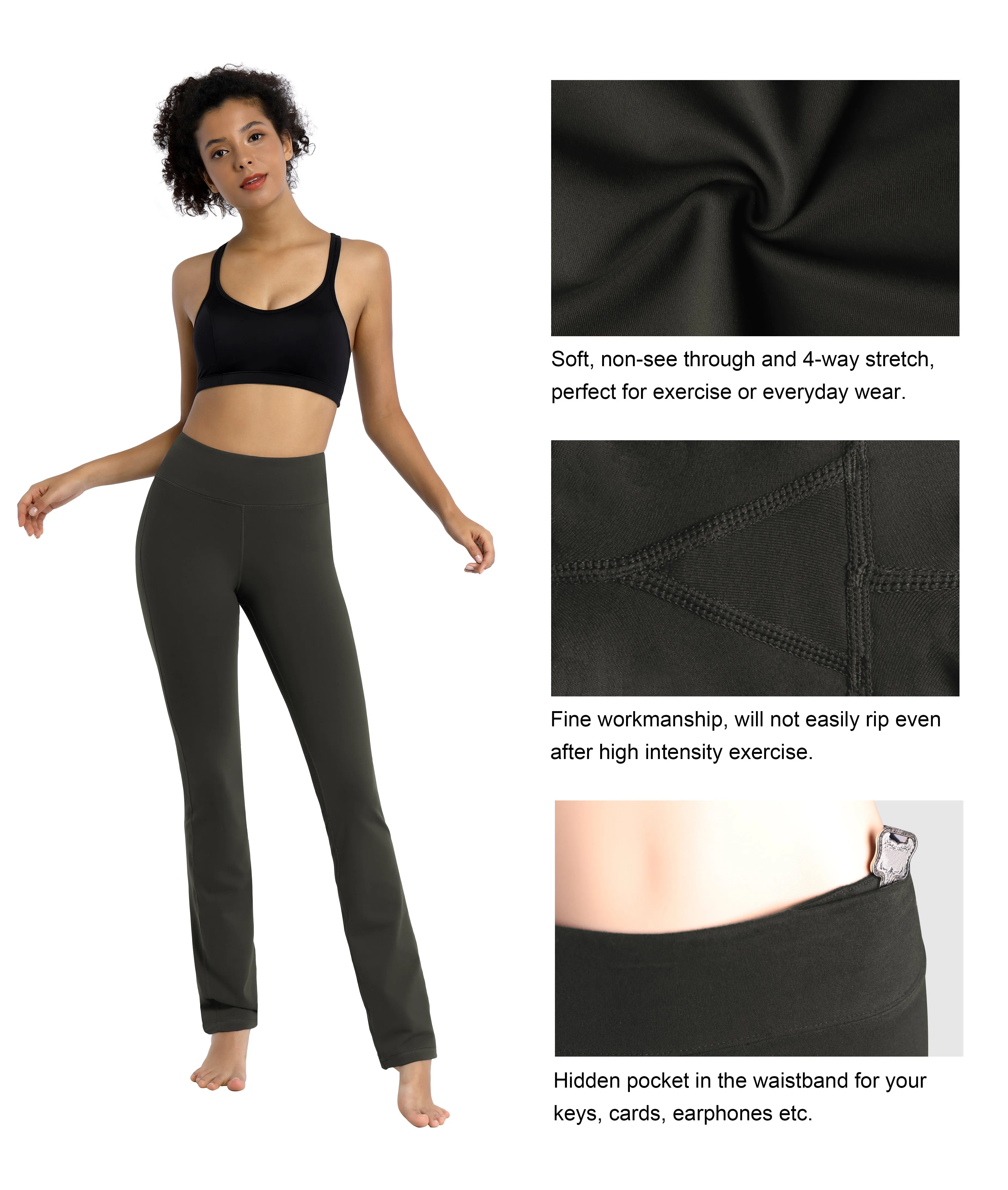 29" 31" 33" 35" Straight Leg Leggings olivegray_Biking