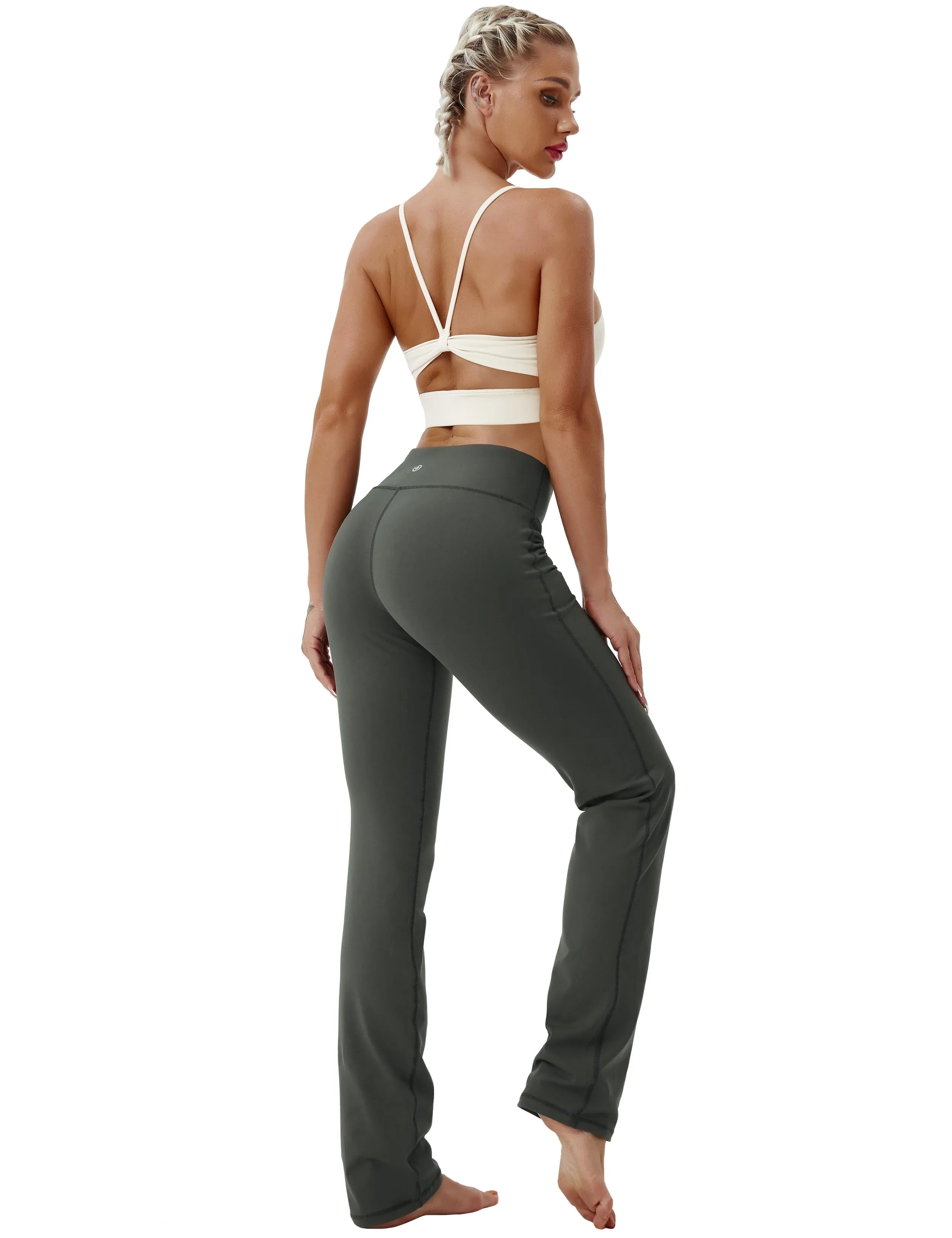 29" 31" 33" 35" Straight Leg Leggings olivegray_Biking