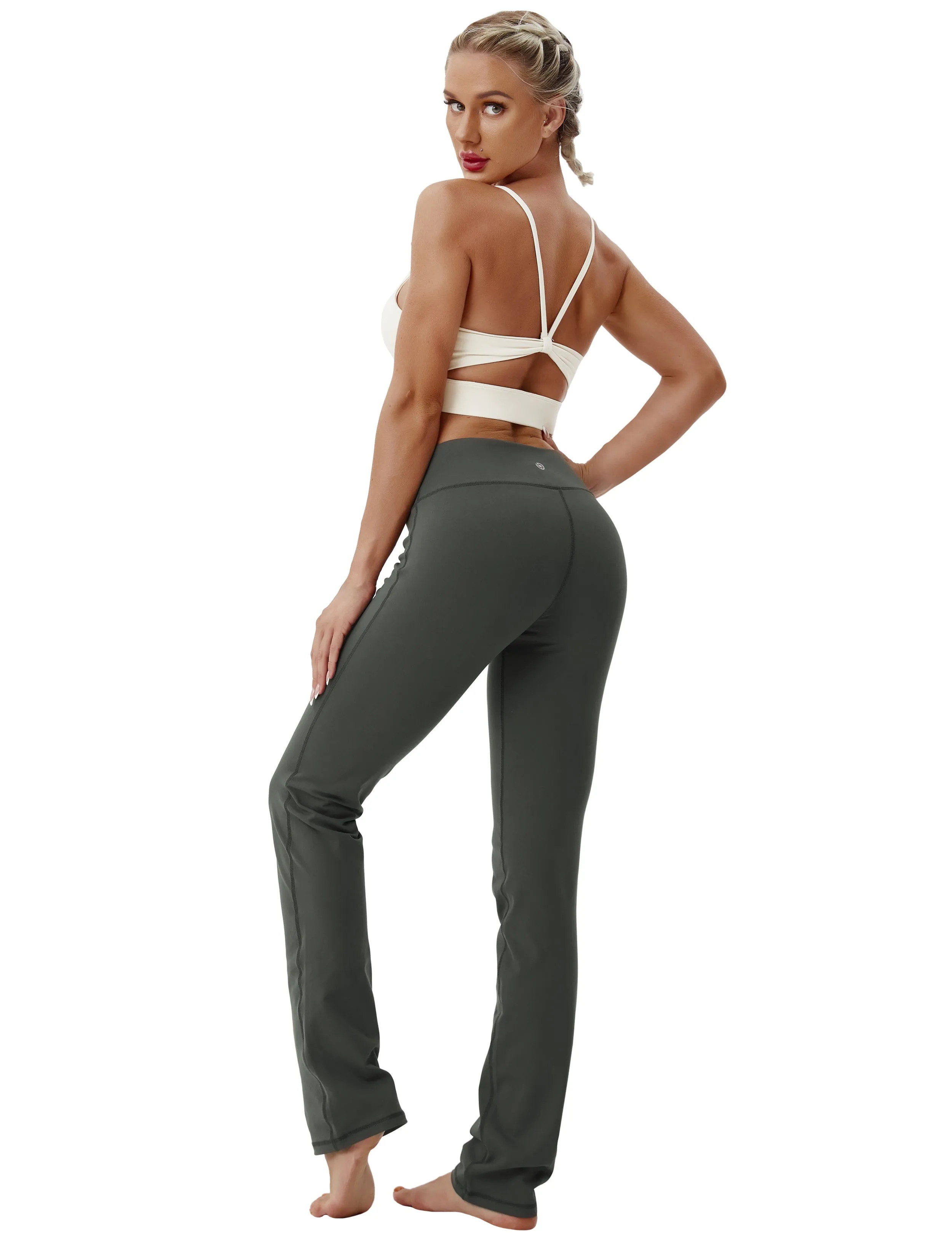 29" 31" 33" 35" Straight Leg Leggings olivegray_Biking