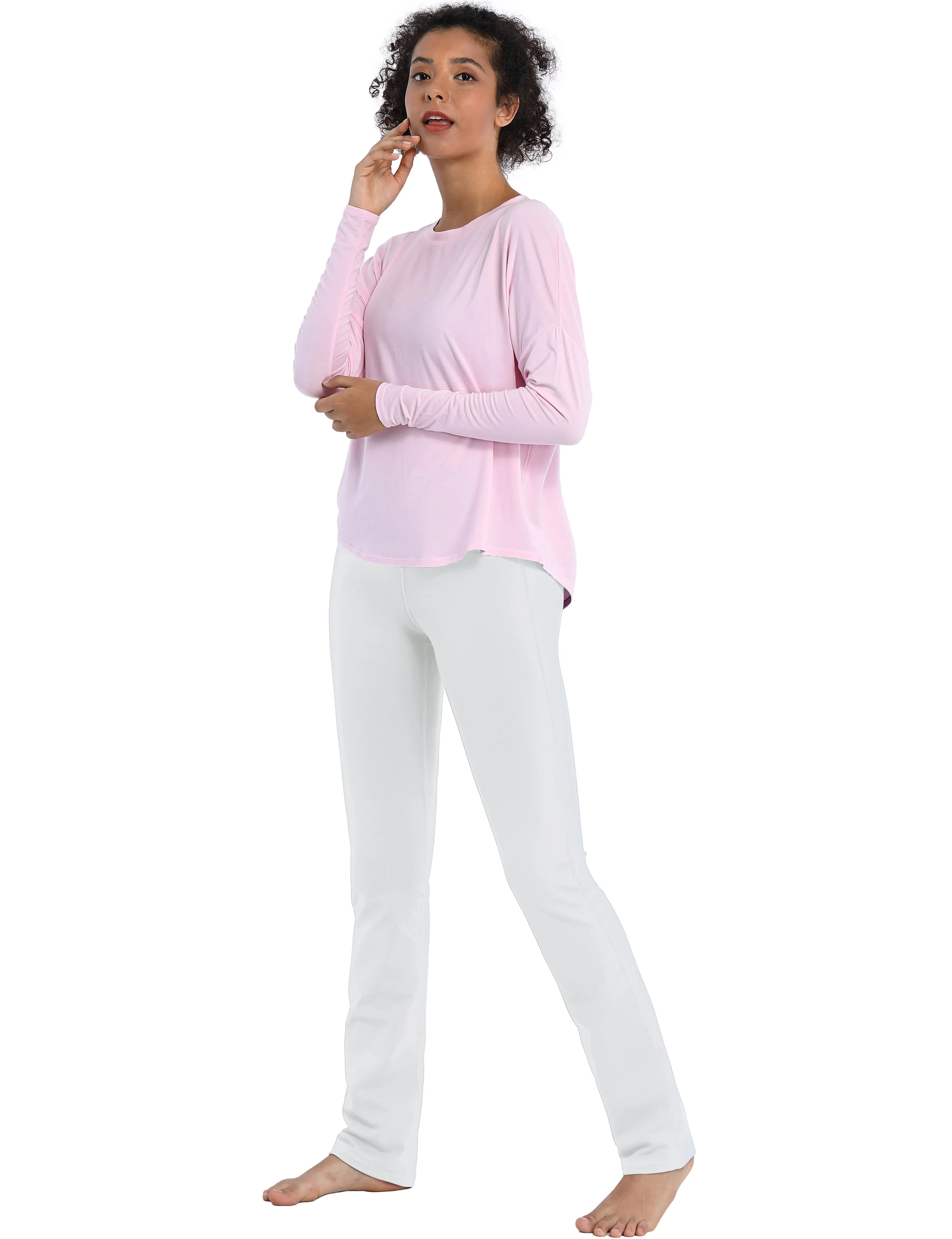 29" 31" 33" 35" Straight Leg Leggings white_Plus Size