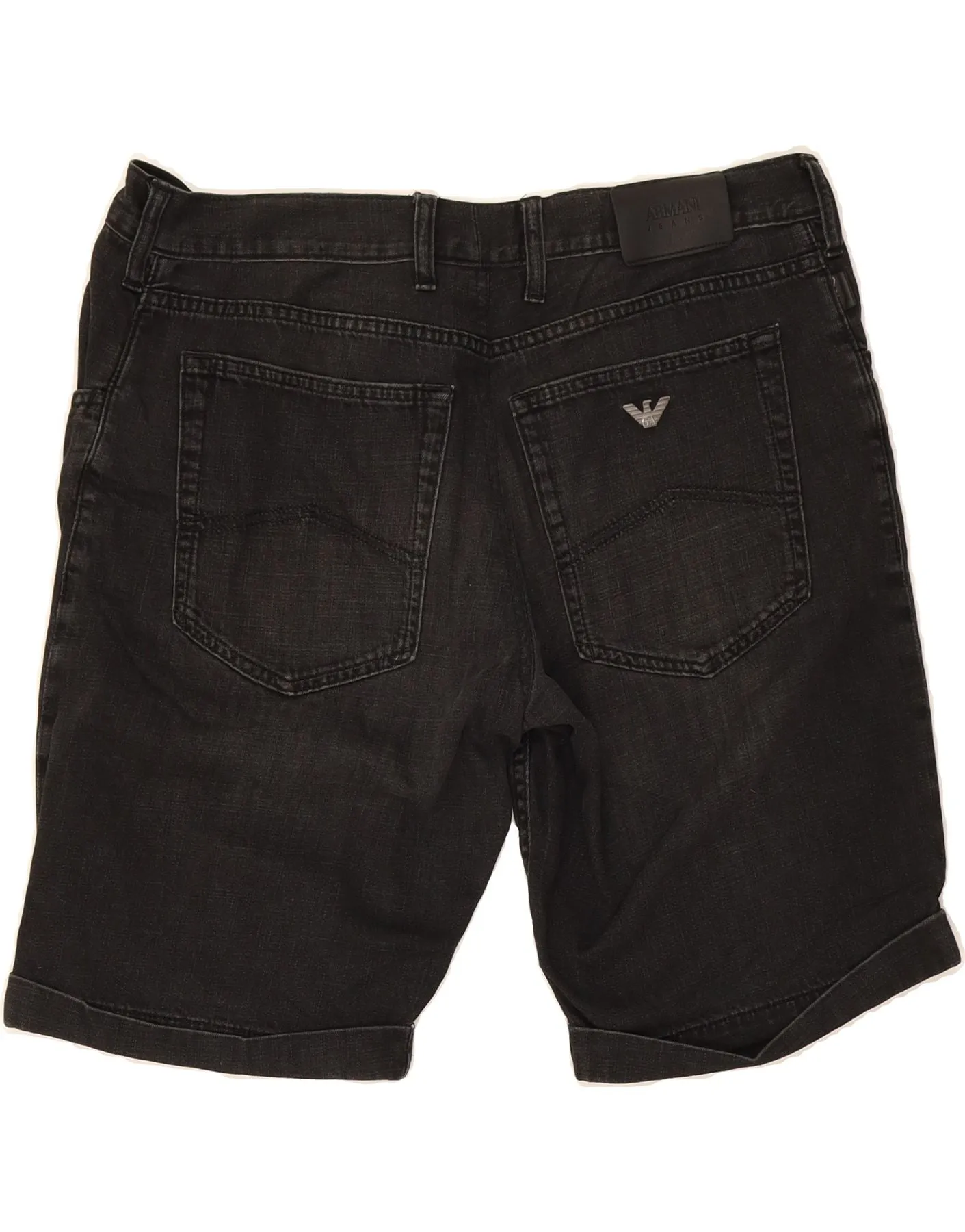 ARMANI Mens Denim Shorts W38 XL Black Cotton