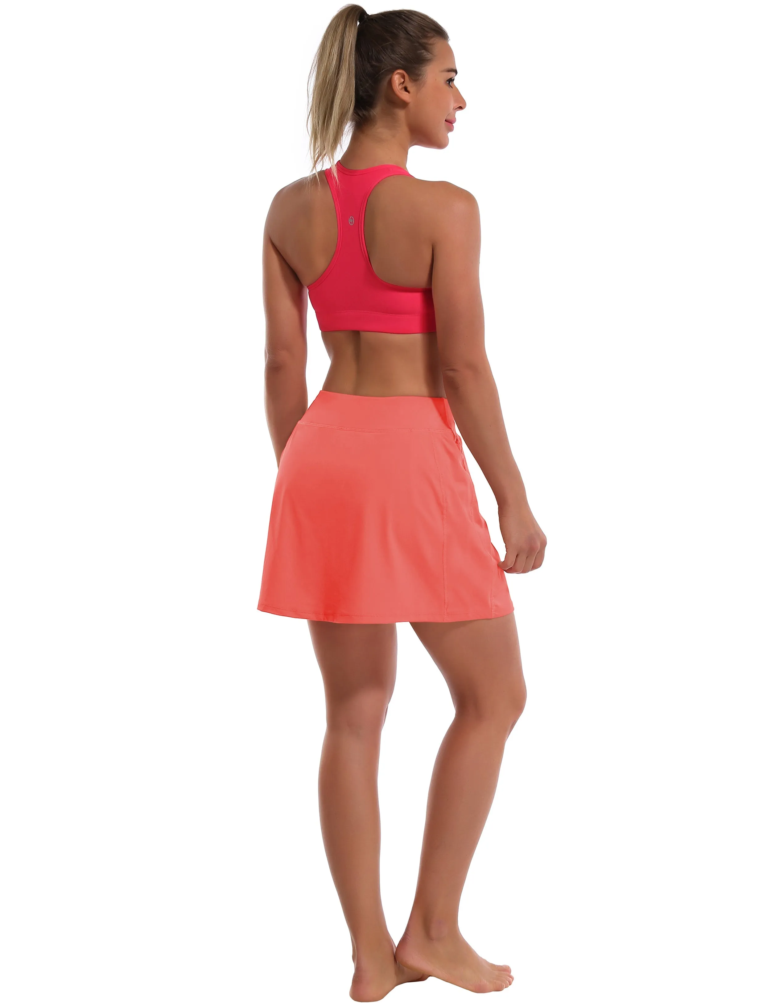 Athletic Tennis Golf Skort with Pocket Shorts coral_Running