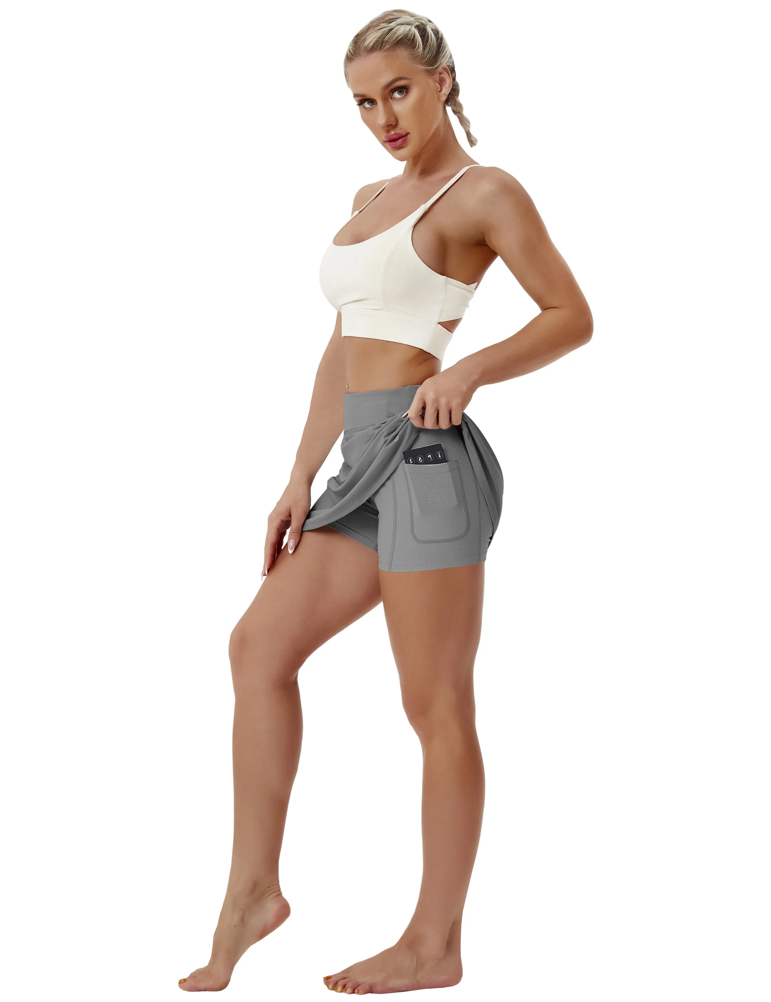 Athletic Tennis Golf Skort with Pockets Shorts gray_Running