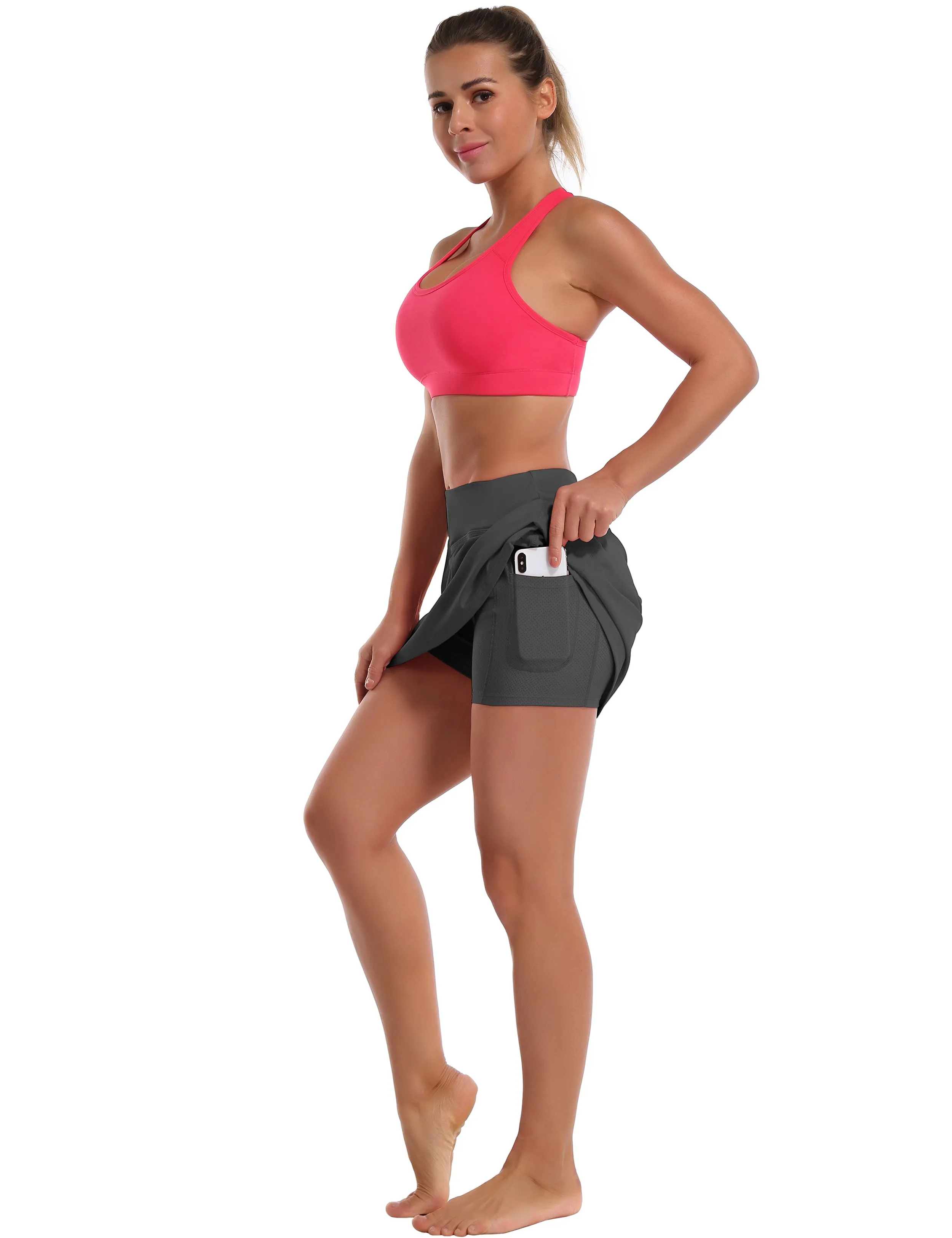 Athletic Tennis Golf Skort with Pockets Shorts shadowcharcoal_Running