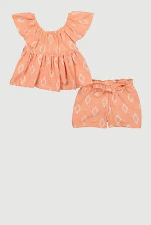 Baby Girls 0-9M Aztec Print Peplum Tee and Shorts