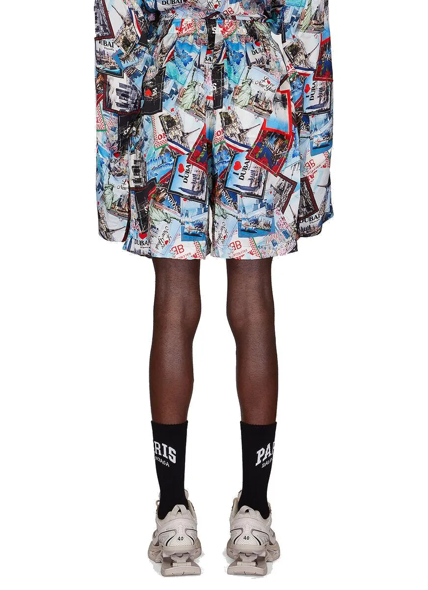 Balenciaga Postcard Printed Pyjama Shorts