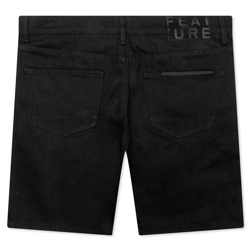 Berry Wide Denim Short - Jet Black