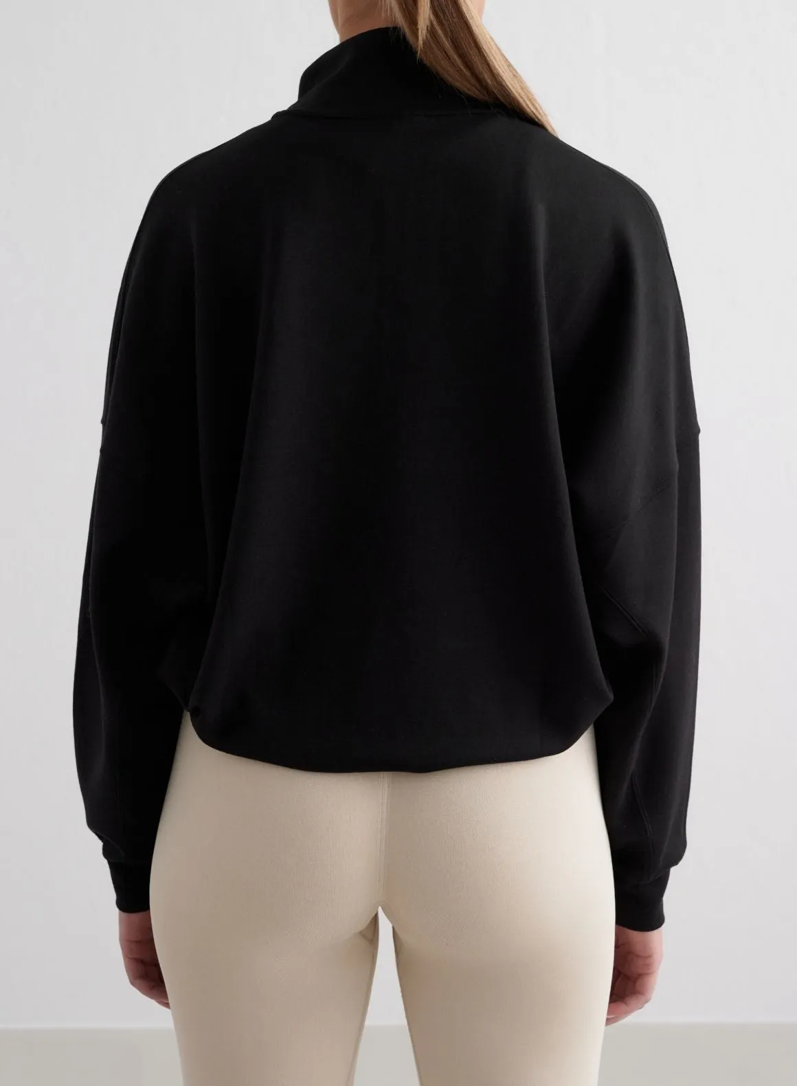 Black Comfy Modal Half Zip