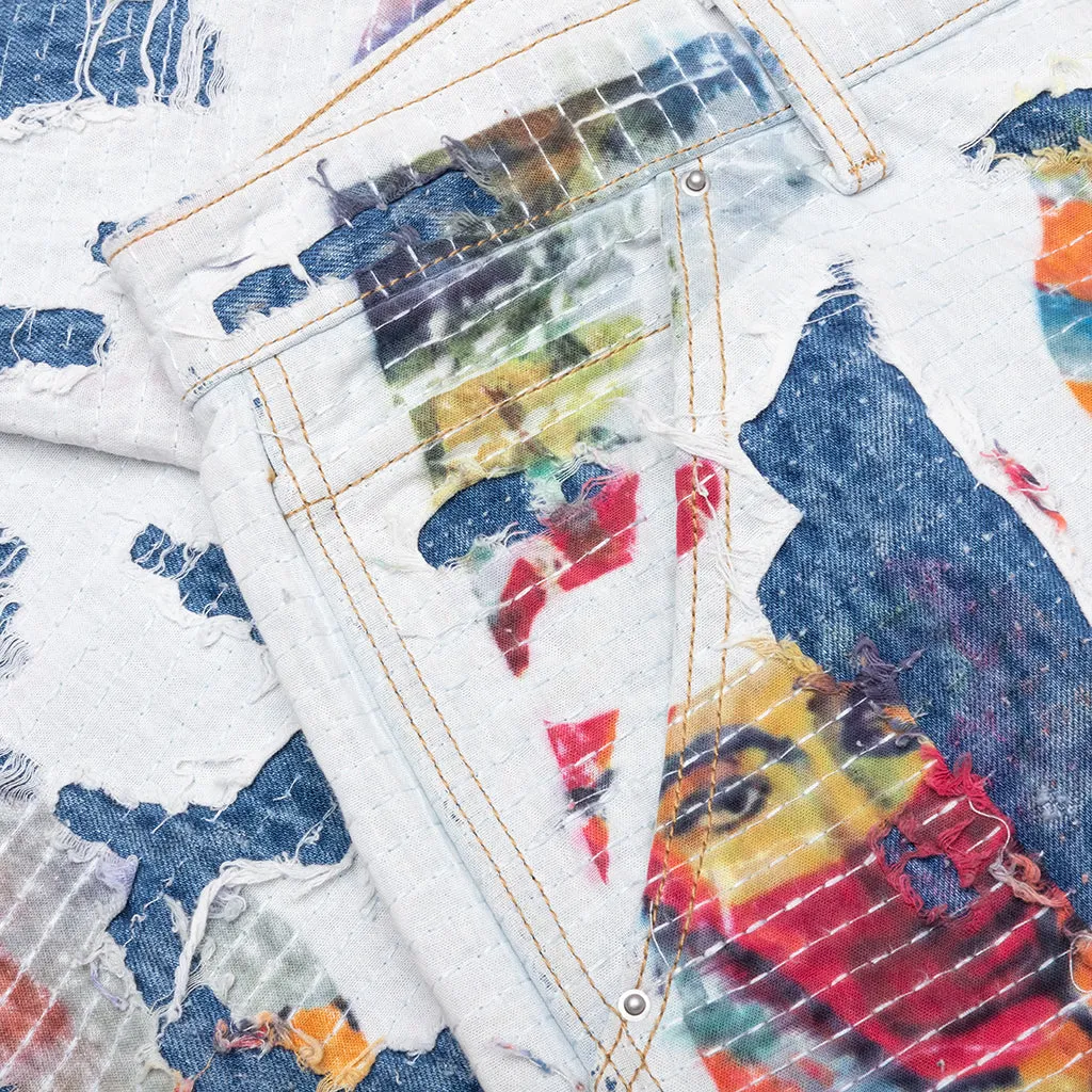 Boro Stitched Double Knee Pant - Multi