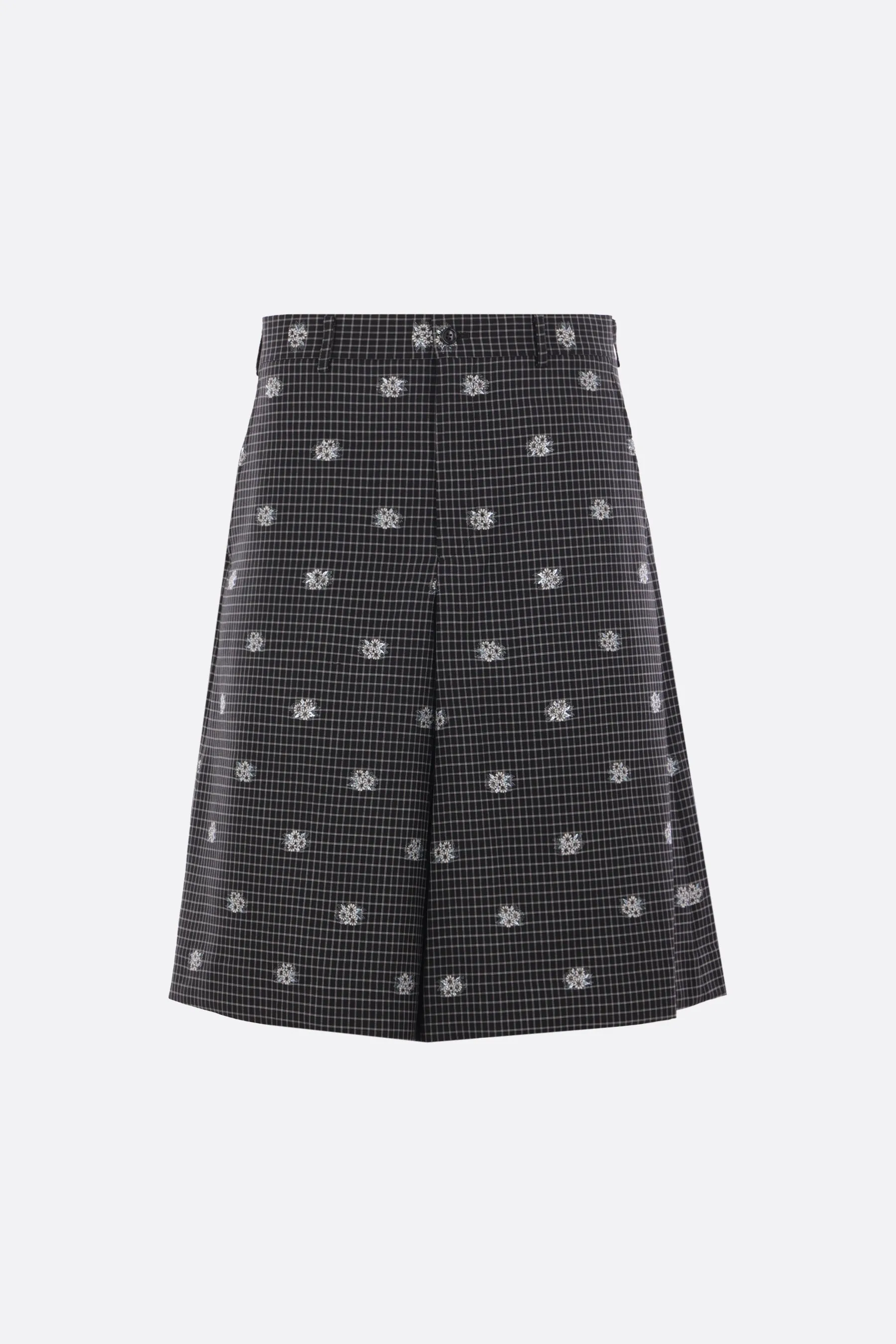 check wool and cotton shorts