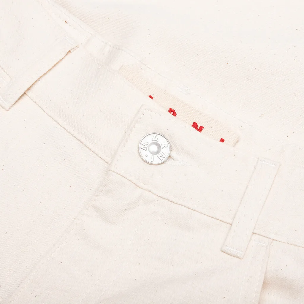 Cream Denim Shorts with Trunakaroo Plaque - Bone