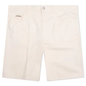 Cream Denim Shorts with Trunakaroo Plaque - Bone