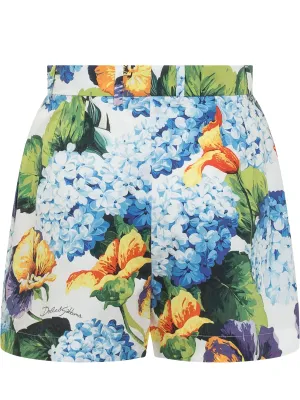 Dolce & Gabbana Hydrangea Printed Poplin Shorts
