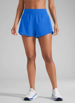 Feathery-Fit Soft High Waisted 2 in 1 Running Shorts with Zip Pockets 3"