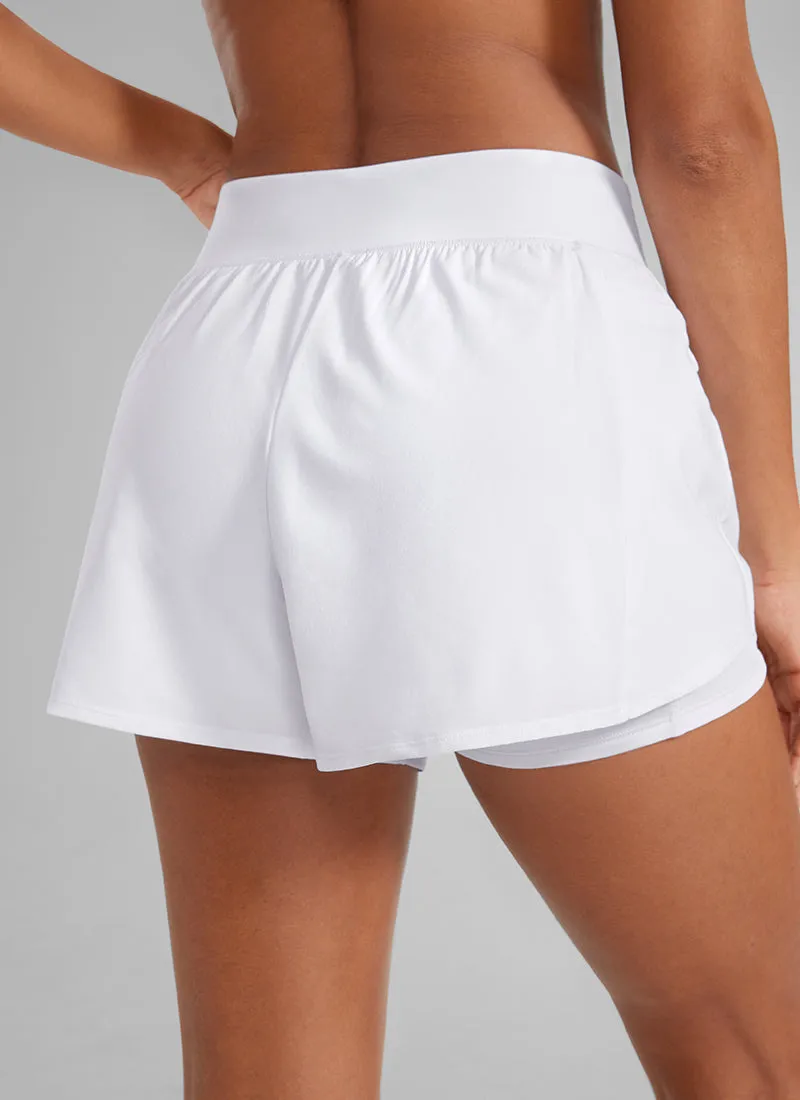 Feathery-Fit Soft High Waisted 2 in 1 Running Shorts with Zip Pockets 3"