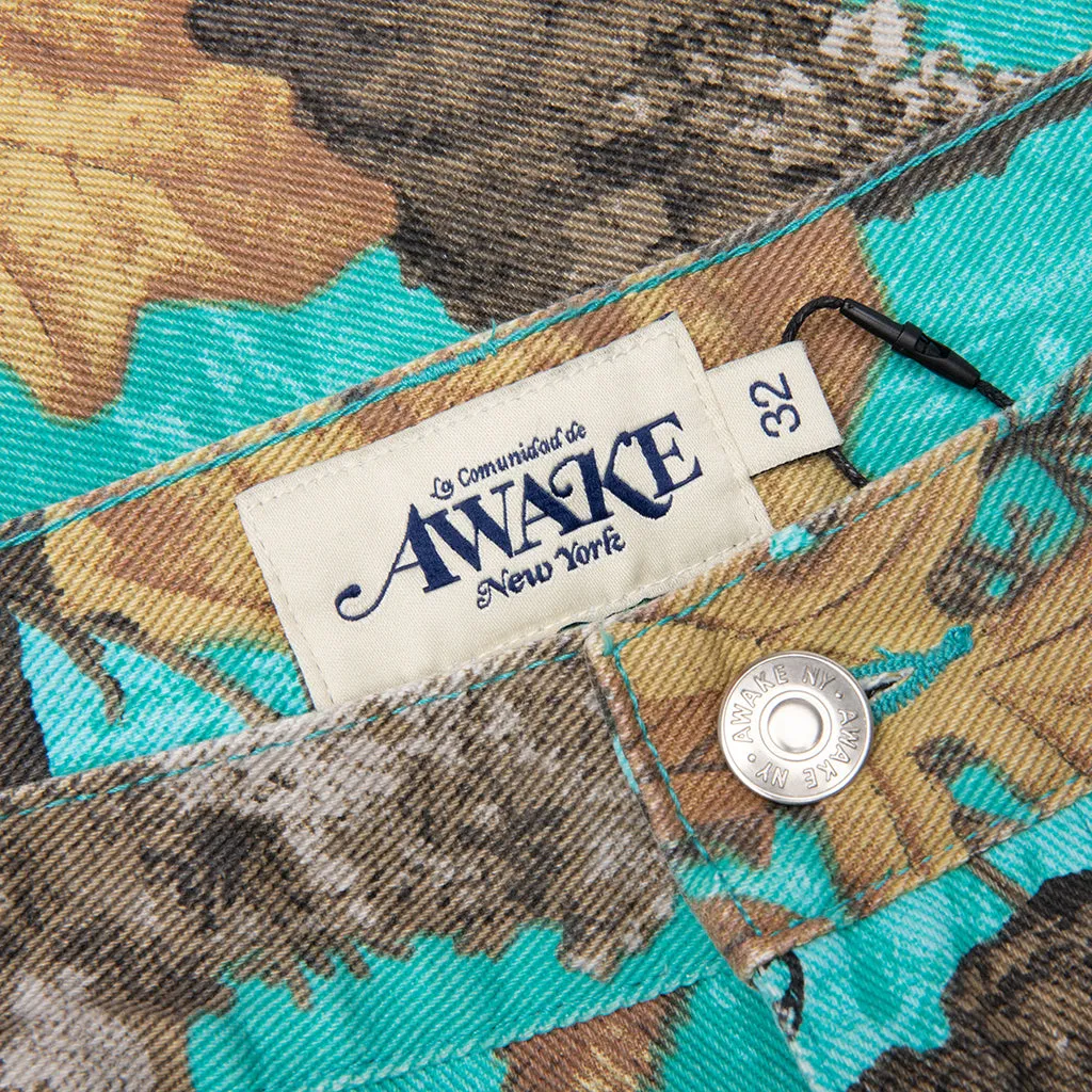 Frayed Script Painter Shorts - Seaglass