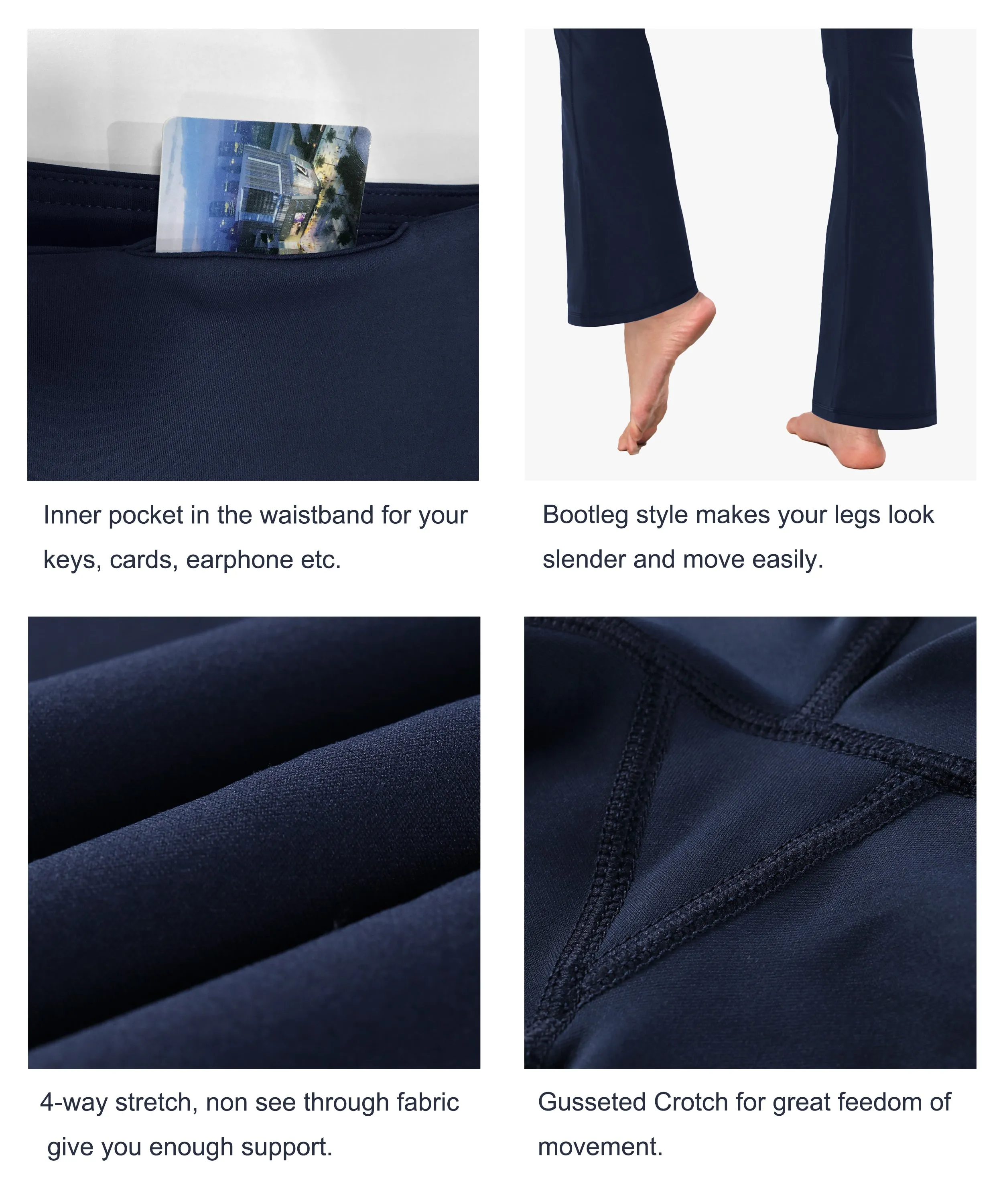High Waist Bootcut Leggings navyblue_Biking