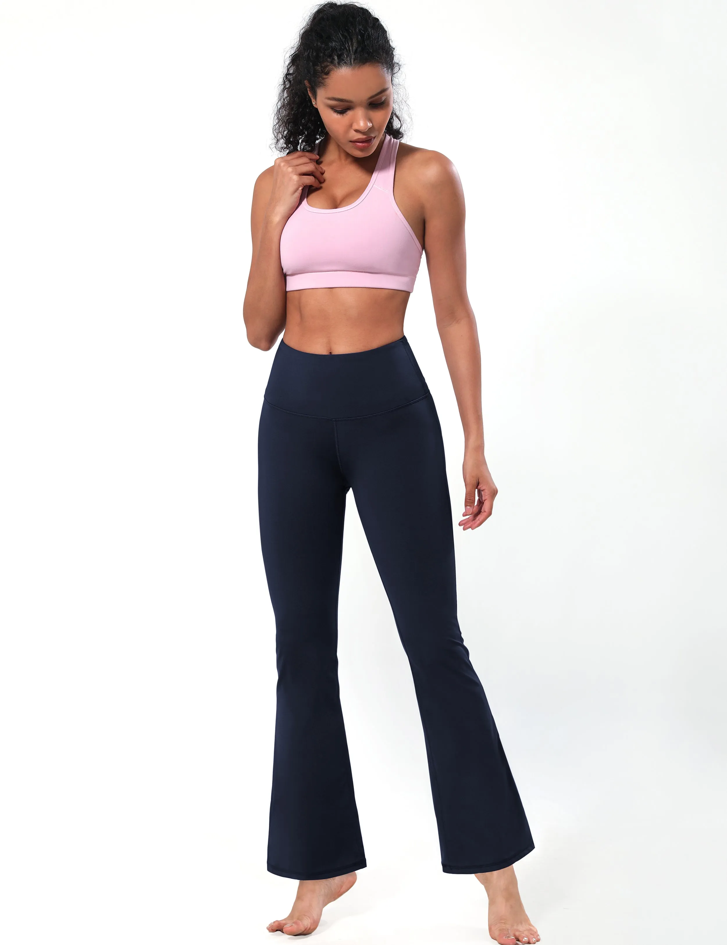 High Waist Bootcut Leggings navyblue_Biking