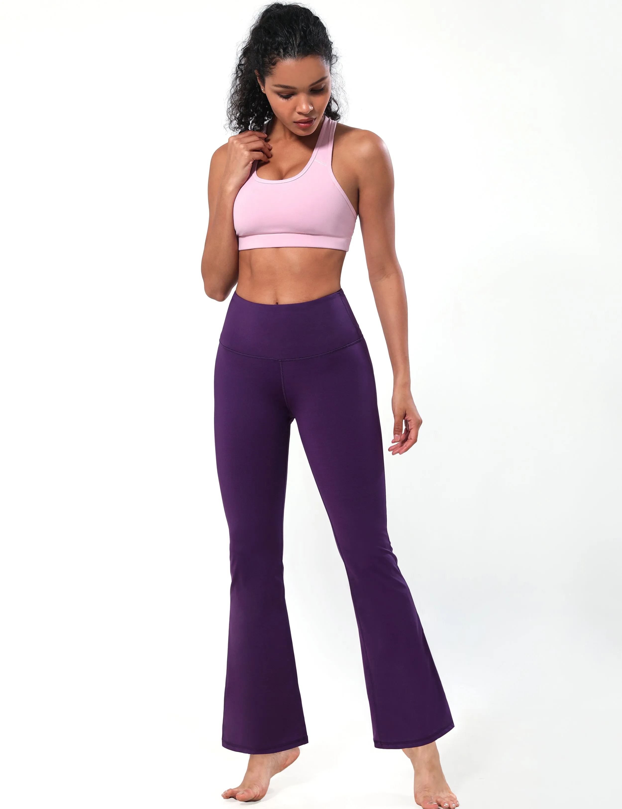 High Waist Bootcut Leggings pansypurple_Pilates