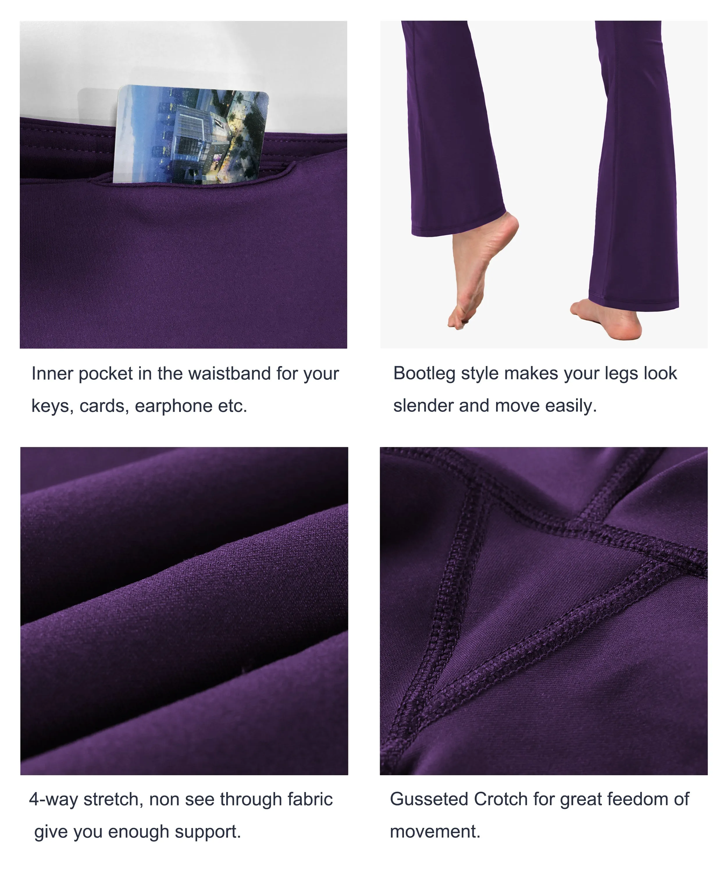High Waist Bootcut Leggings pansypurple_Pilates