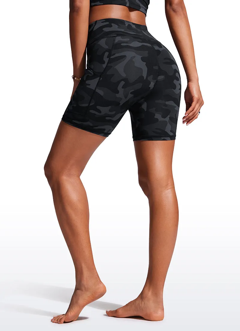 High Waisted Swim Board Shorts with Liner and Pockets 6''